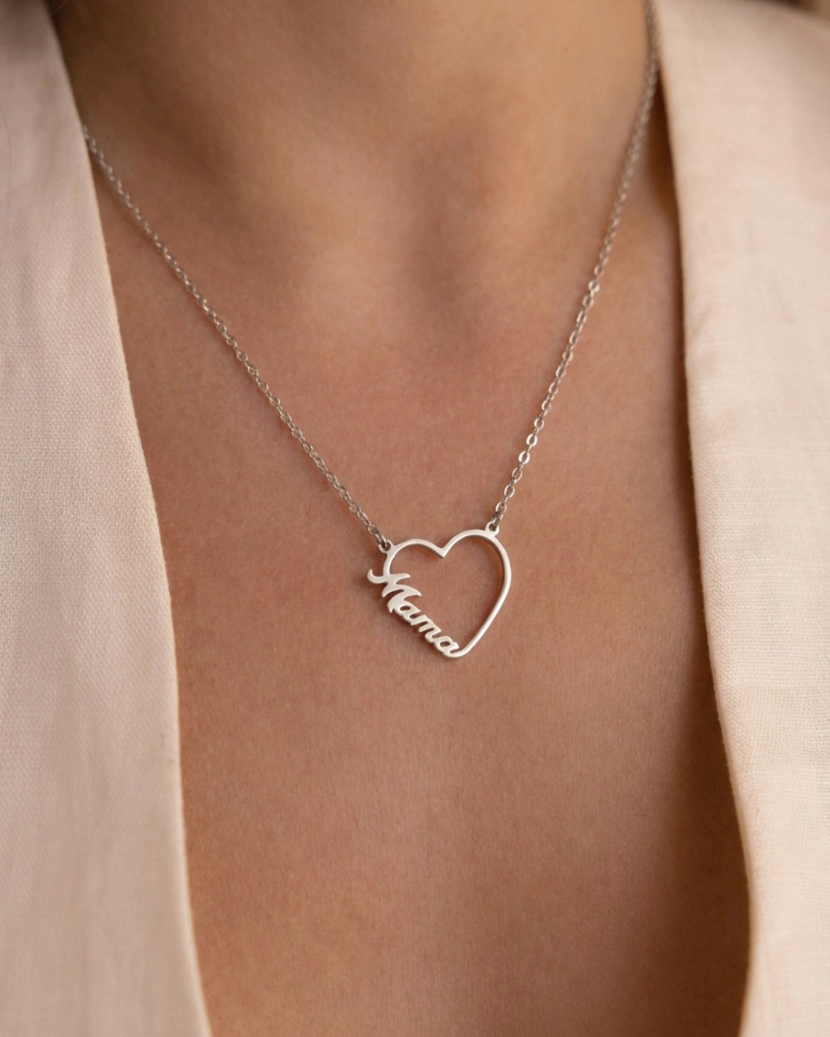 Marceline Women's Custom Family Necklace, Heart Necklace With Names