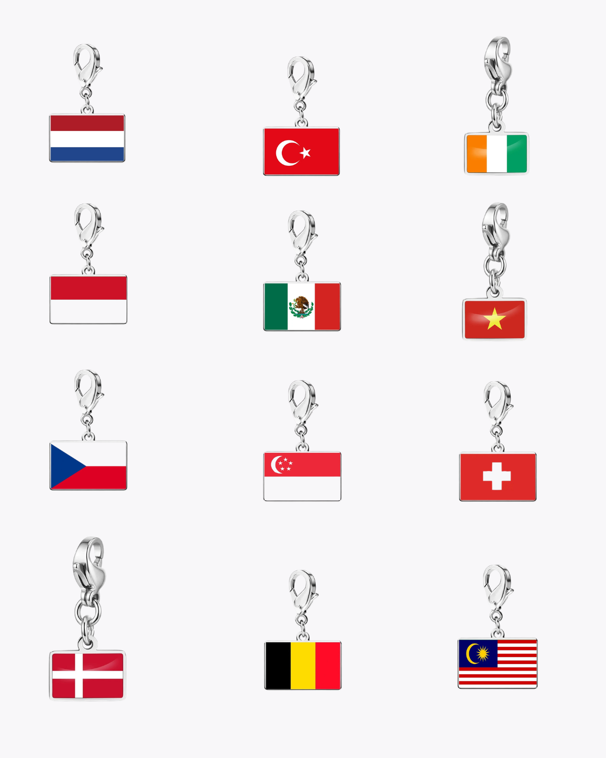 Elodie Women's Custom Charm Bracelet, Flag Travel Bracelet