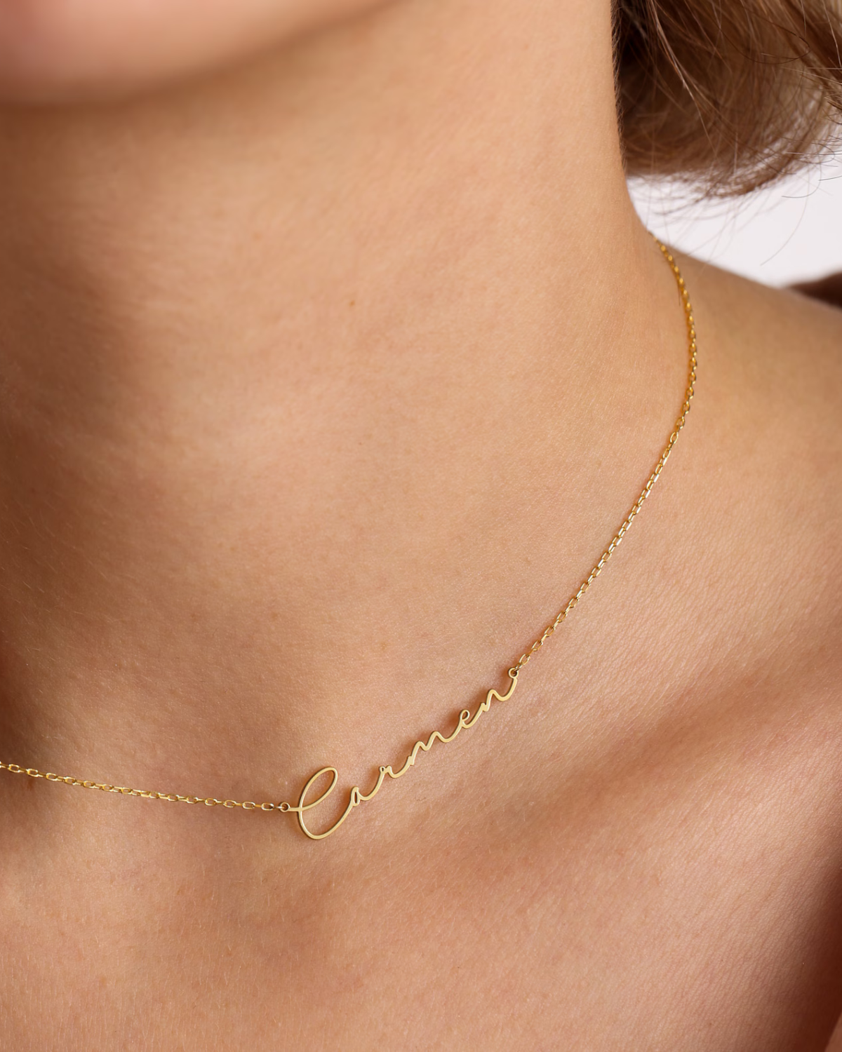 Rosalind Women's Gold Personalized Name Necklace, Cursive Script Necklace