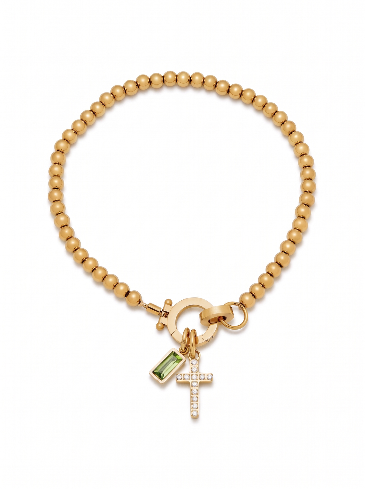 Antonella Women's Custom Birthstone Bracelet, Cross Charm Bracelet