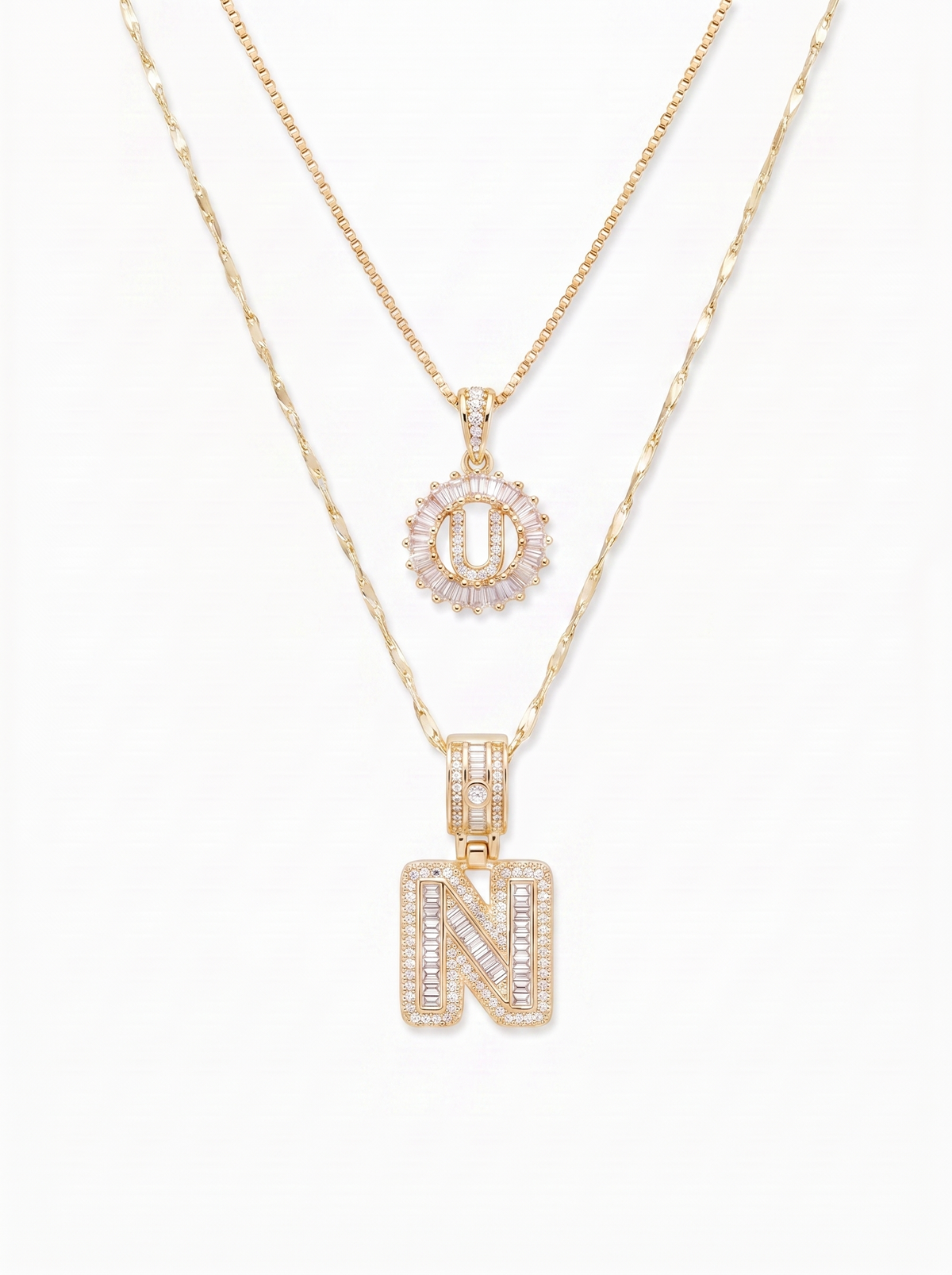 Aurelie Women's Layered Initial Necklace Set, Two-Layer Necklace