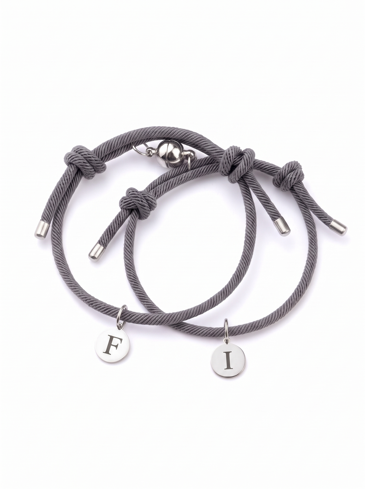 Rosine Couples Matching Bracelets, Rope Cord Initials
