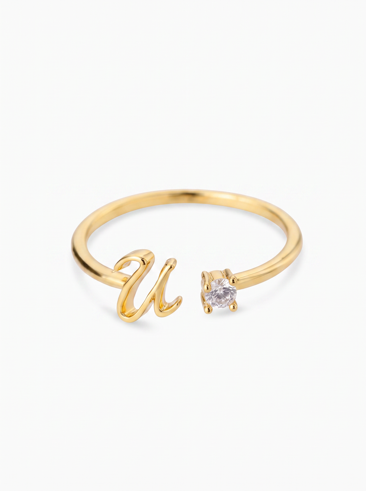 Ginevra Women's Custom Initial Ring, Adjustable Open Band