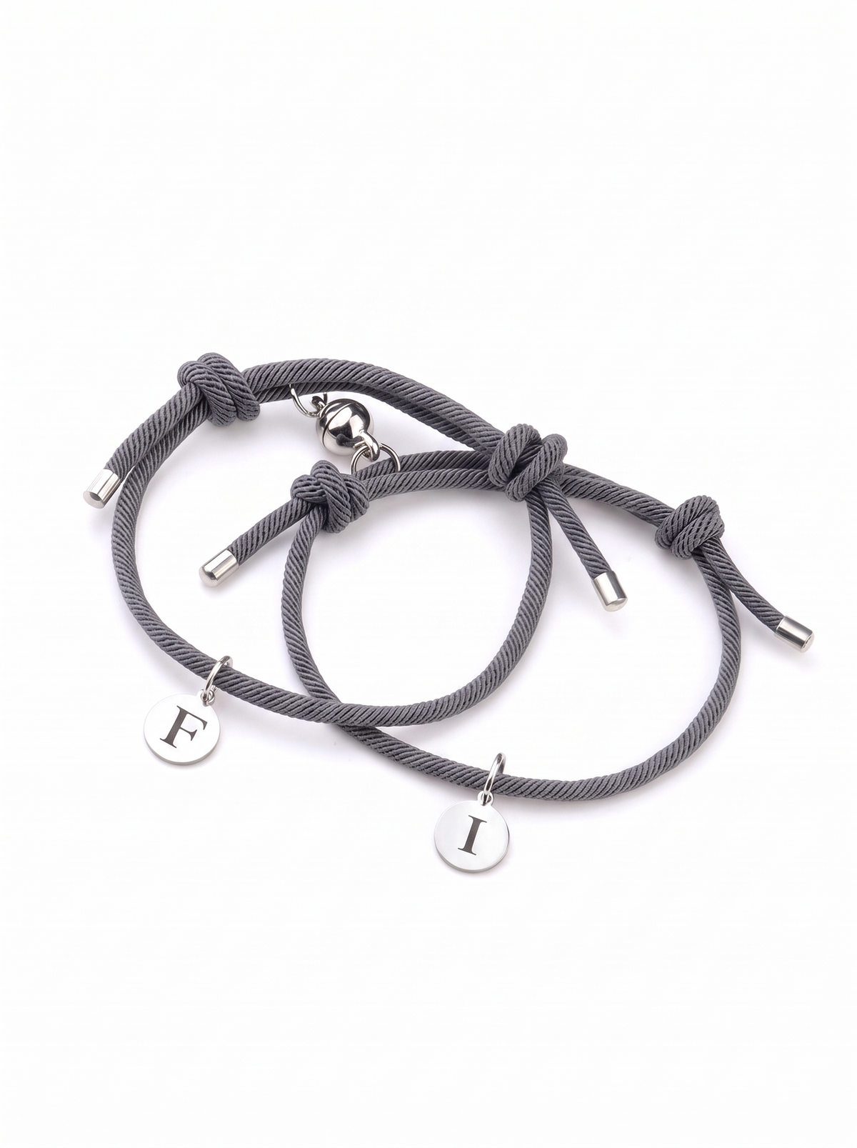 Rosine Couples Matching Bracelets, Rope Cord Initials