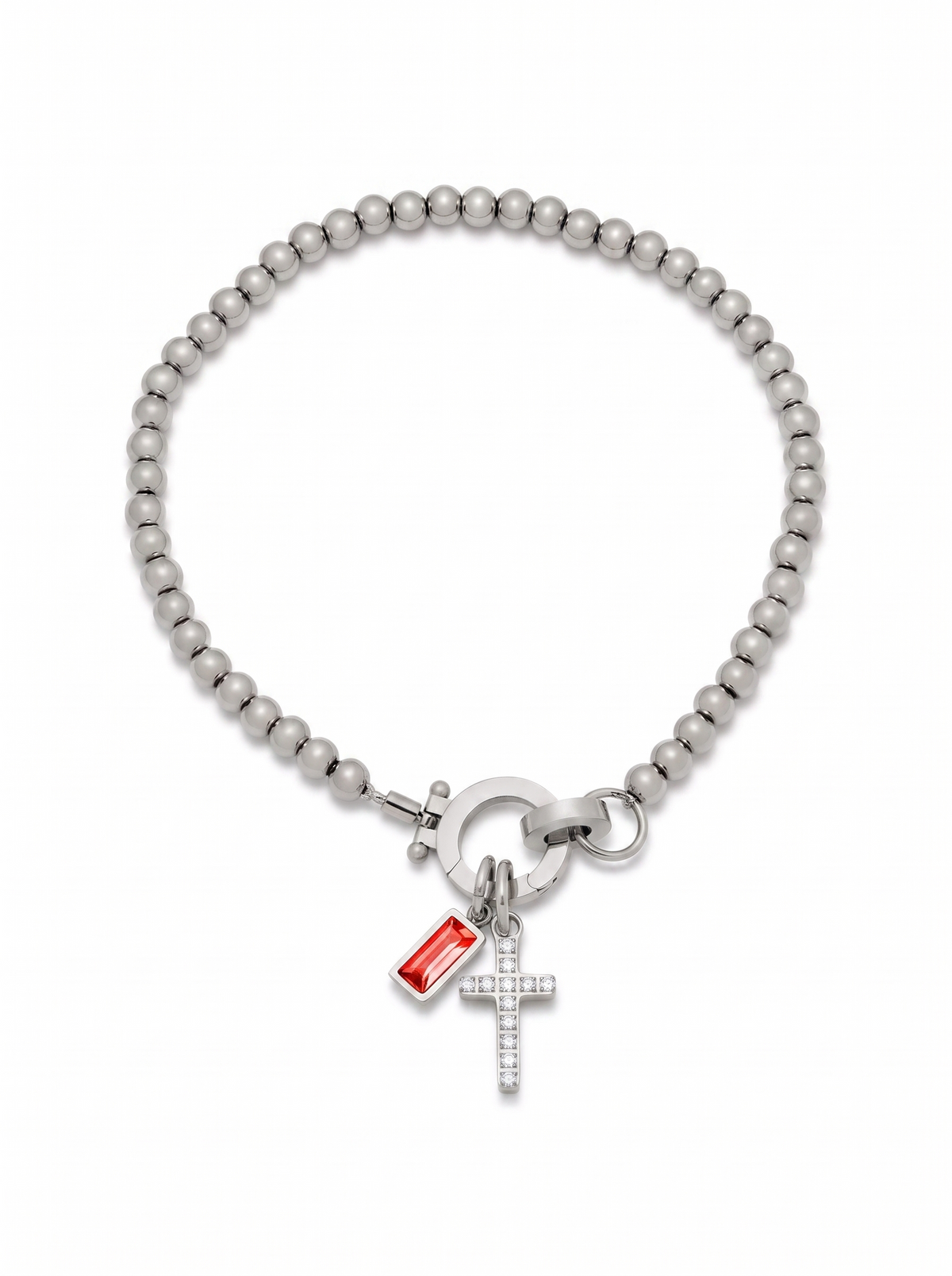 Antonella Women's Custom Birthstone Bracelet, Cross Charm Bracelet