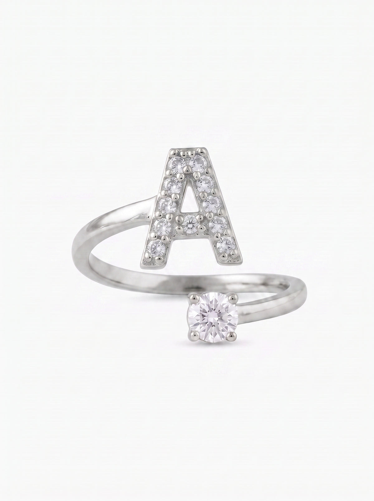 Fantine Women's Custom Initial Ring, Adjustable Open Band
