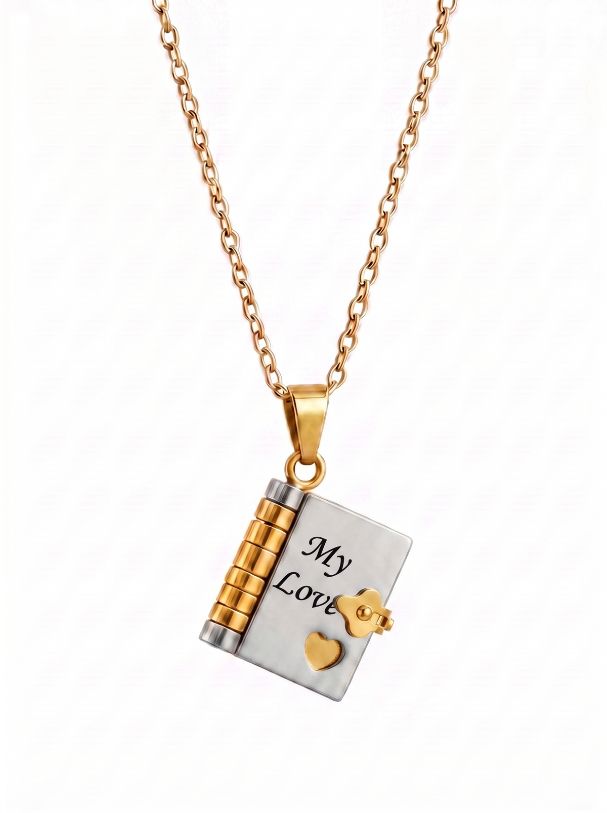Anastasia Women's Engraved Book Locket Necklace