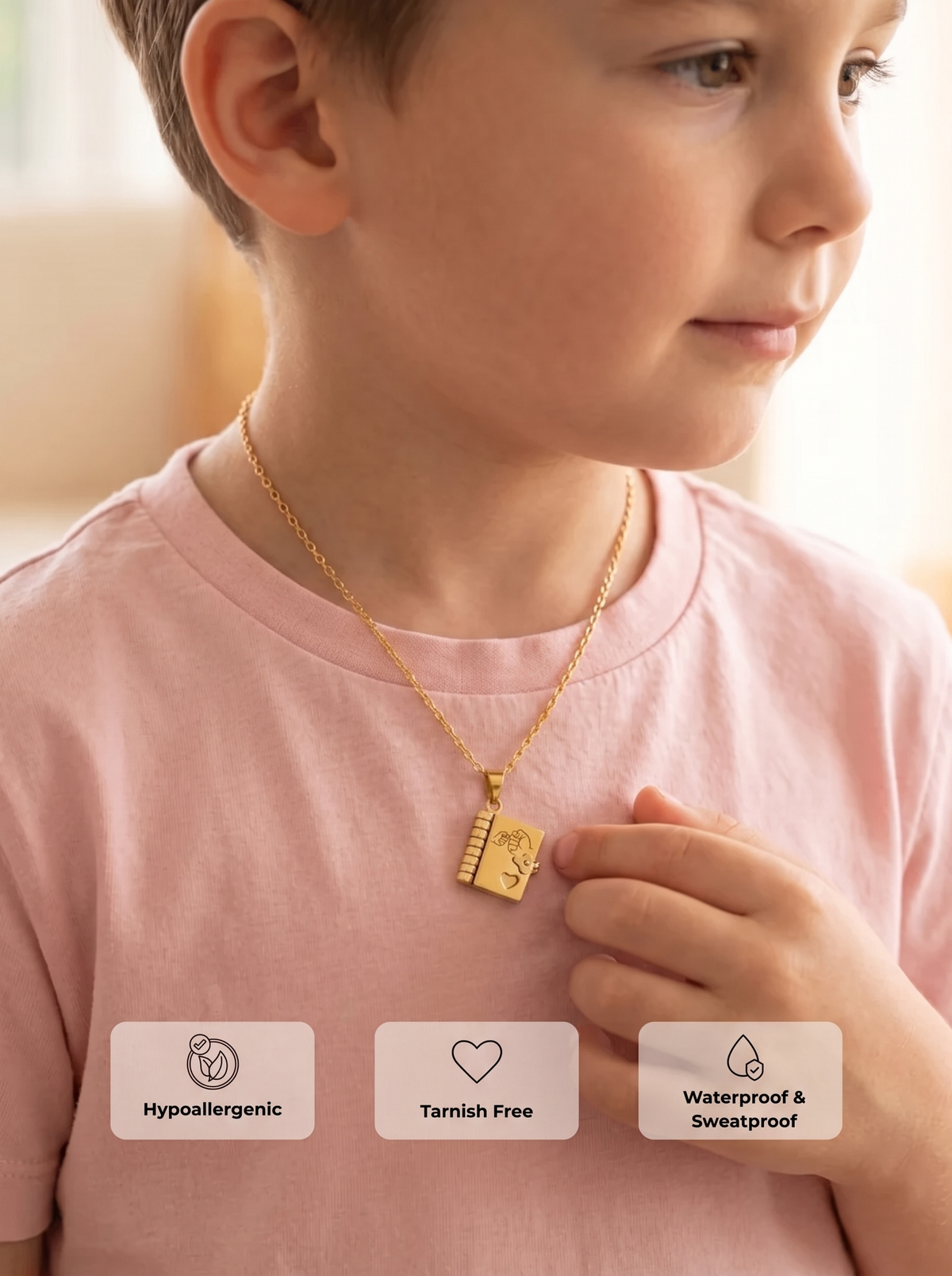Bernadette Engraved Book Necklace for Grandchild