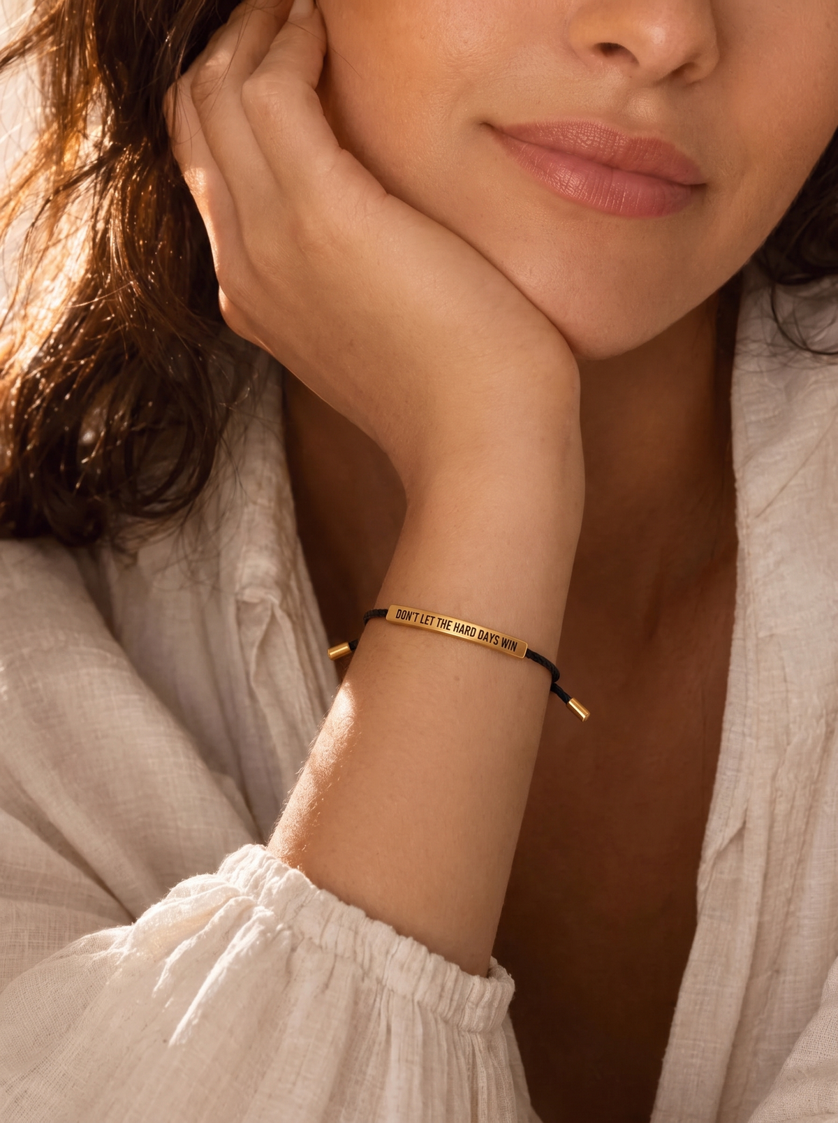 Sandrine Don't Let the Hard Days Win Adjustable Cord Bracelet