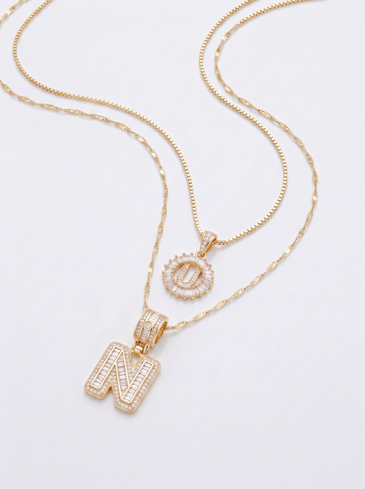 Aurelie Women's Layered Initial Necklace Set, Two-Layer Necklace