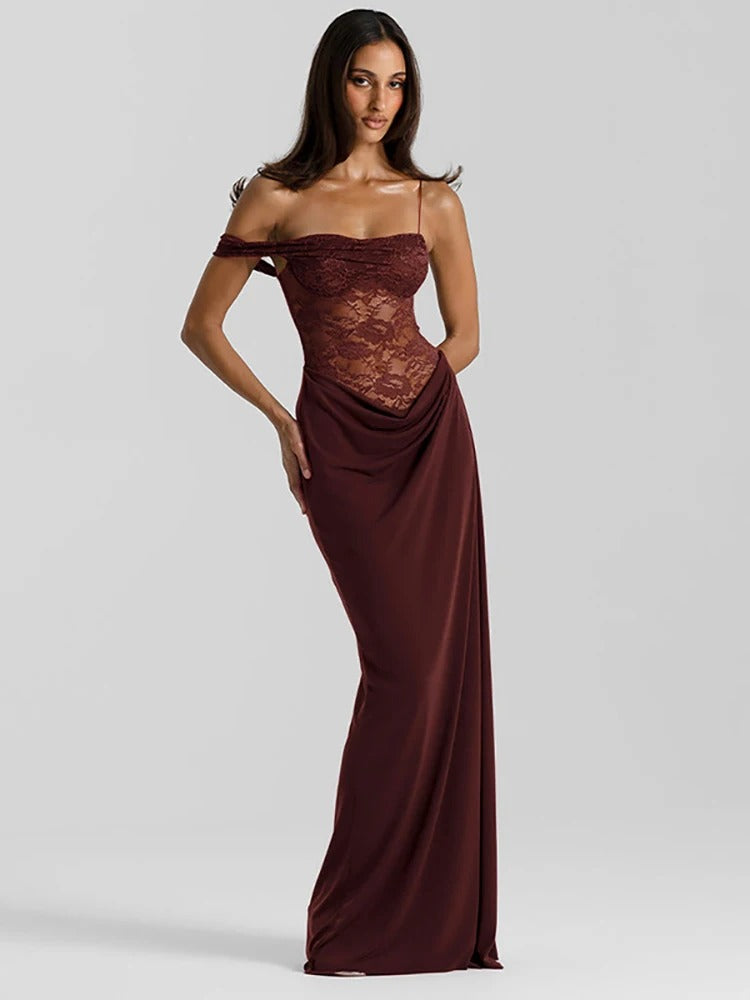 Soraya Lace Bodice Wedding Guest Maxi Dress