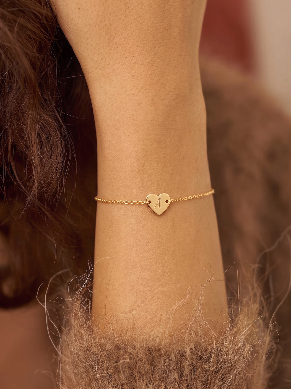 Adèle Women's Heart Bracelet, Gold Chain Bracelet