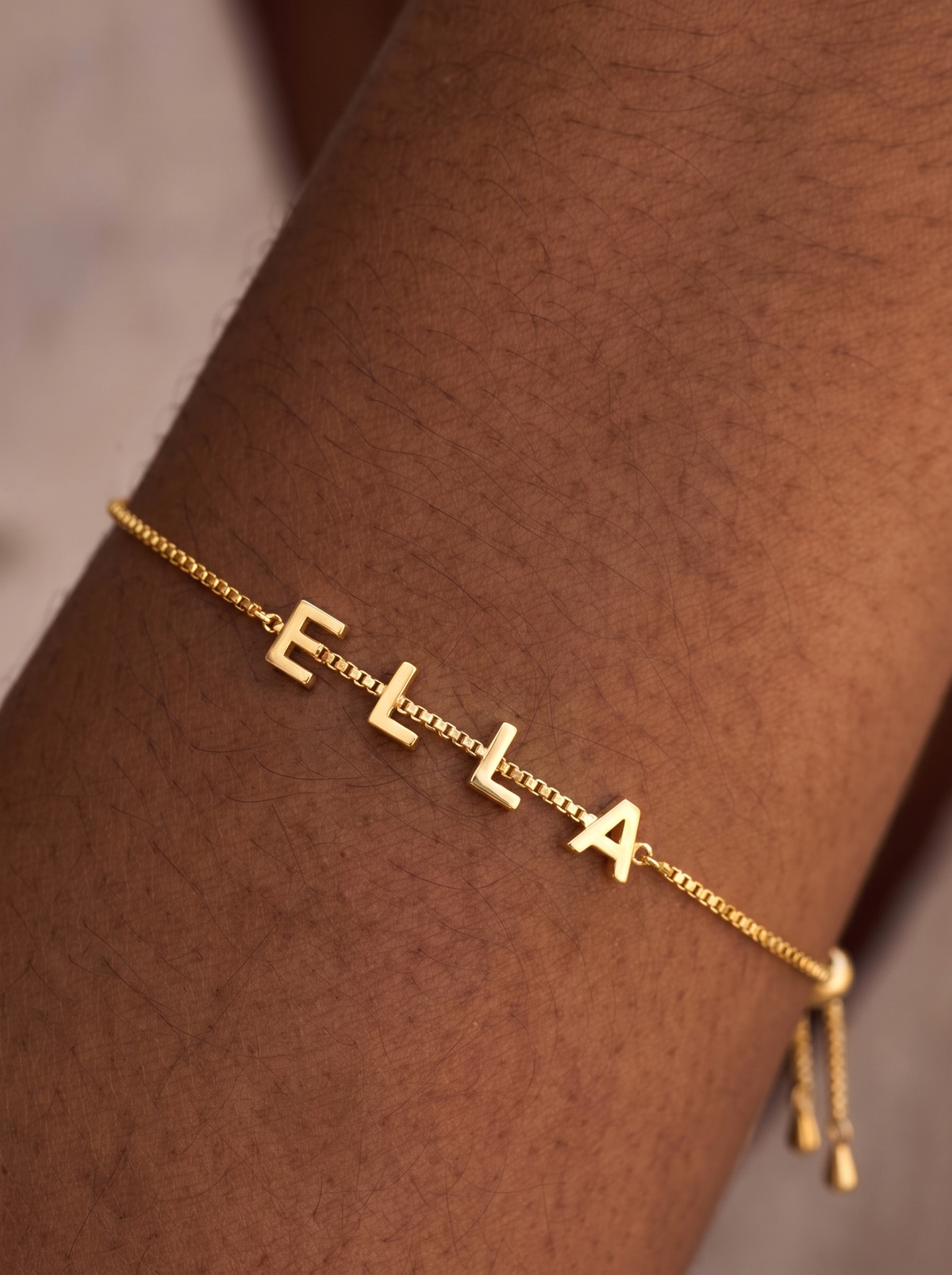 Ophélie Women's Custom Name Bracelet, Gold Bolo Bracelet