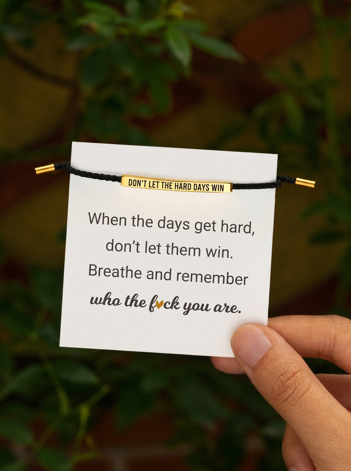Sandrine Don't Let the Hard Days Win Adjustable Cord Bracelet
