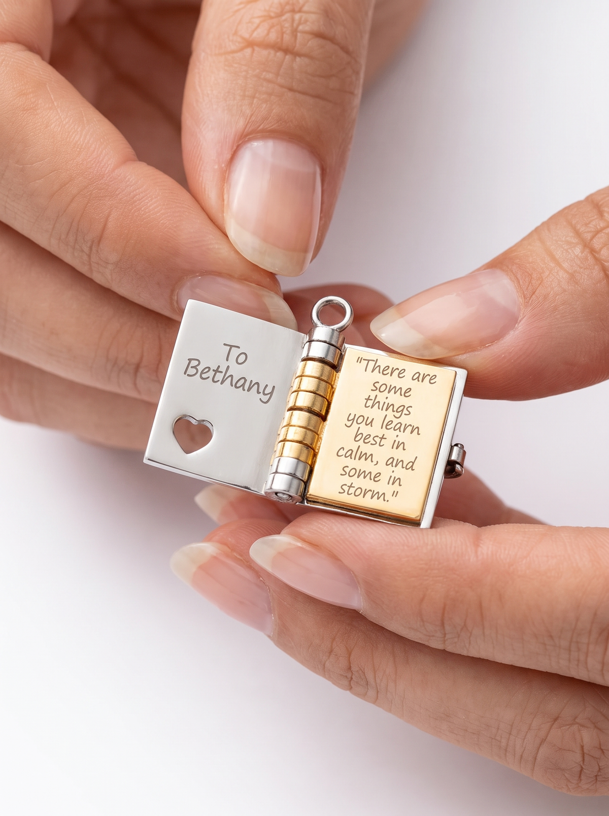Raphaelle Custom Engraved Book Locket Necklace