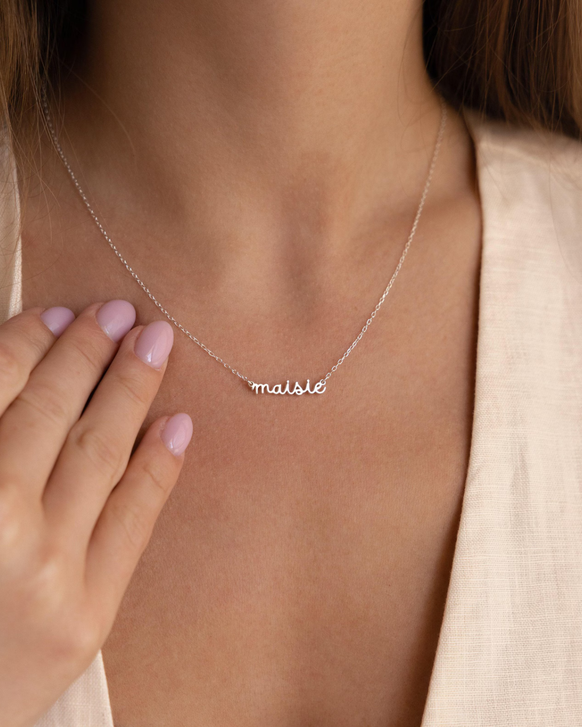 Maisie Women's Gold & Silver-Tone Personalized Name Necklace, Cursive Script Necklace