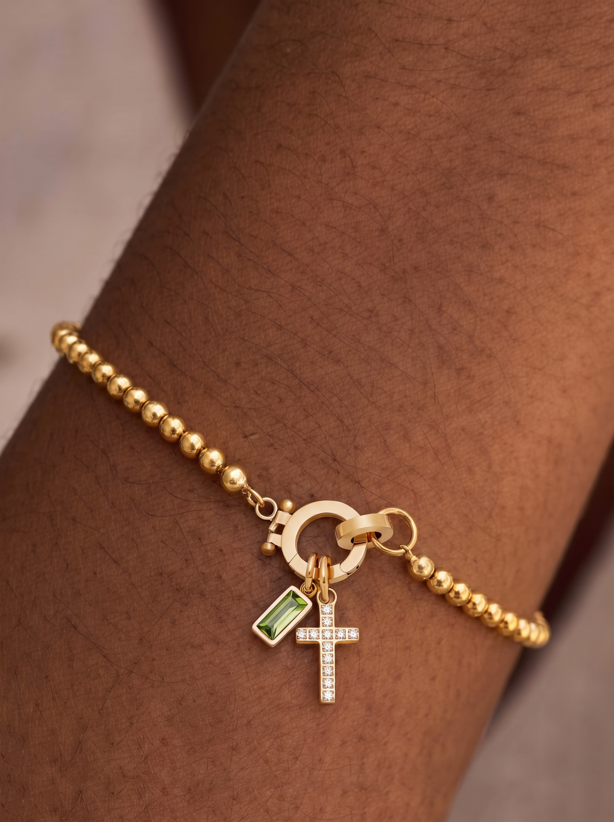 Antonella Women's Custom Birthstone Bracelet, Cross Charm Bracelet