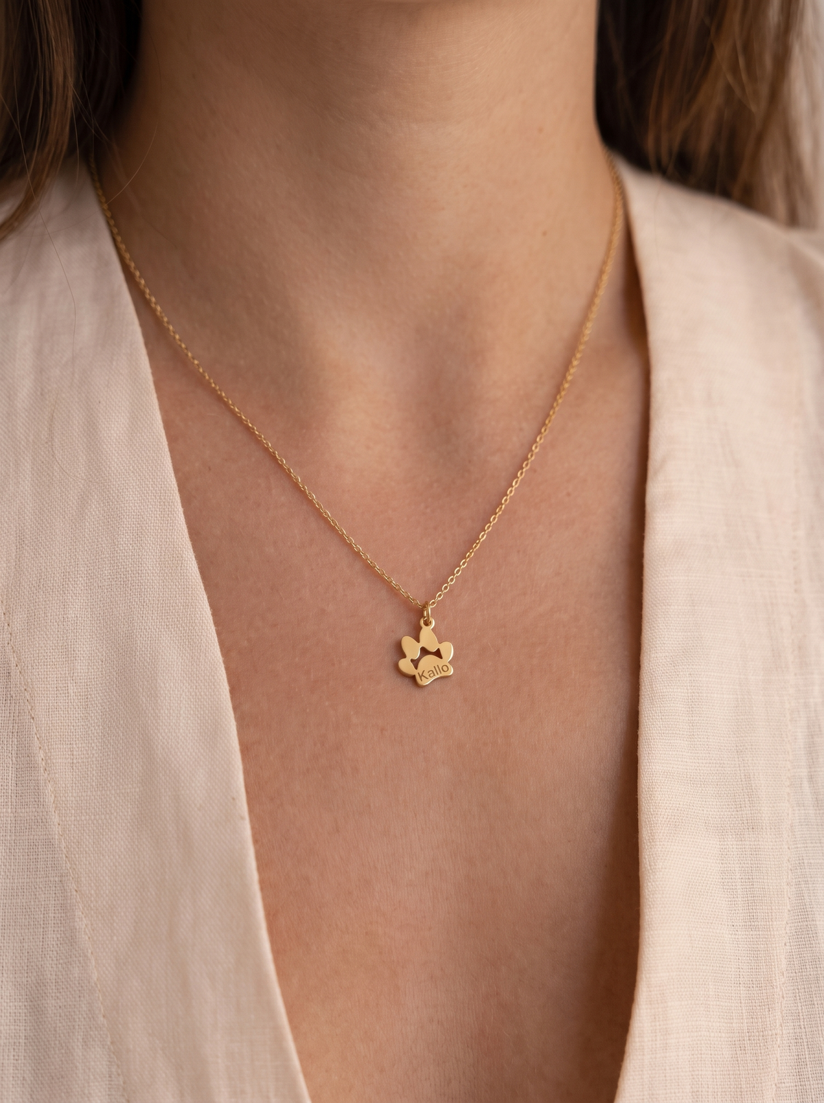 Valerie Women's Personalized Stacked Paw Print Necklace