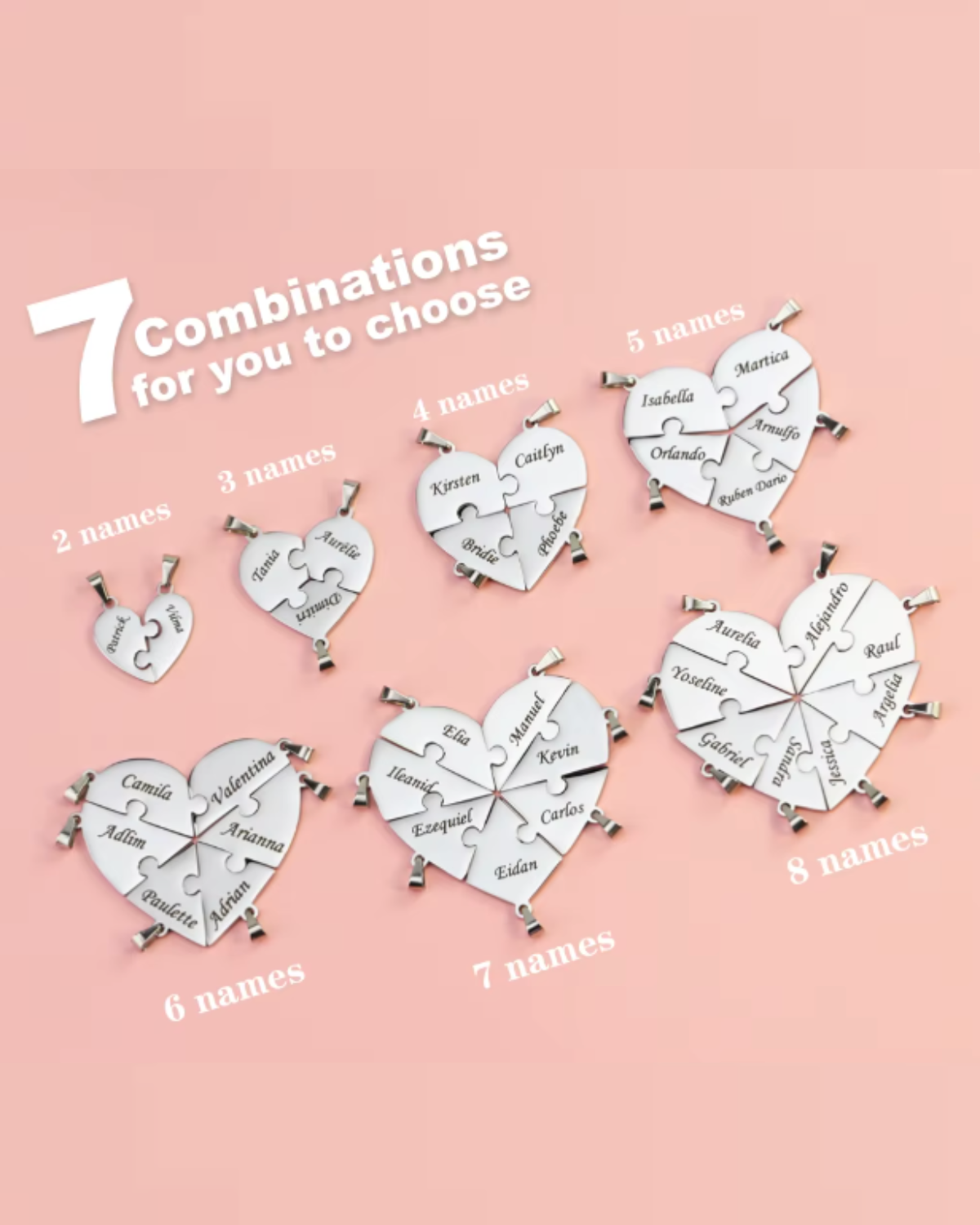 Isabeau Women's Custom Friendship Necklace, Puzzle Heart Necklace