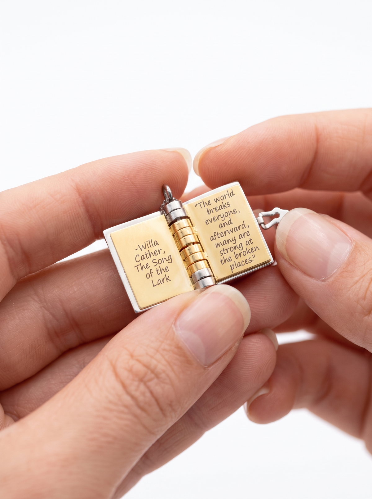 Raphaelle Custom Engraved Book Locket Necklace