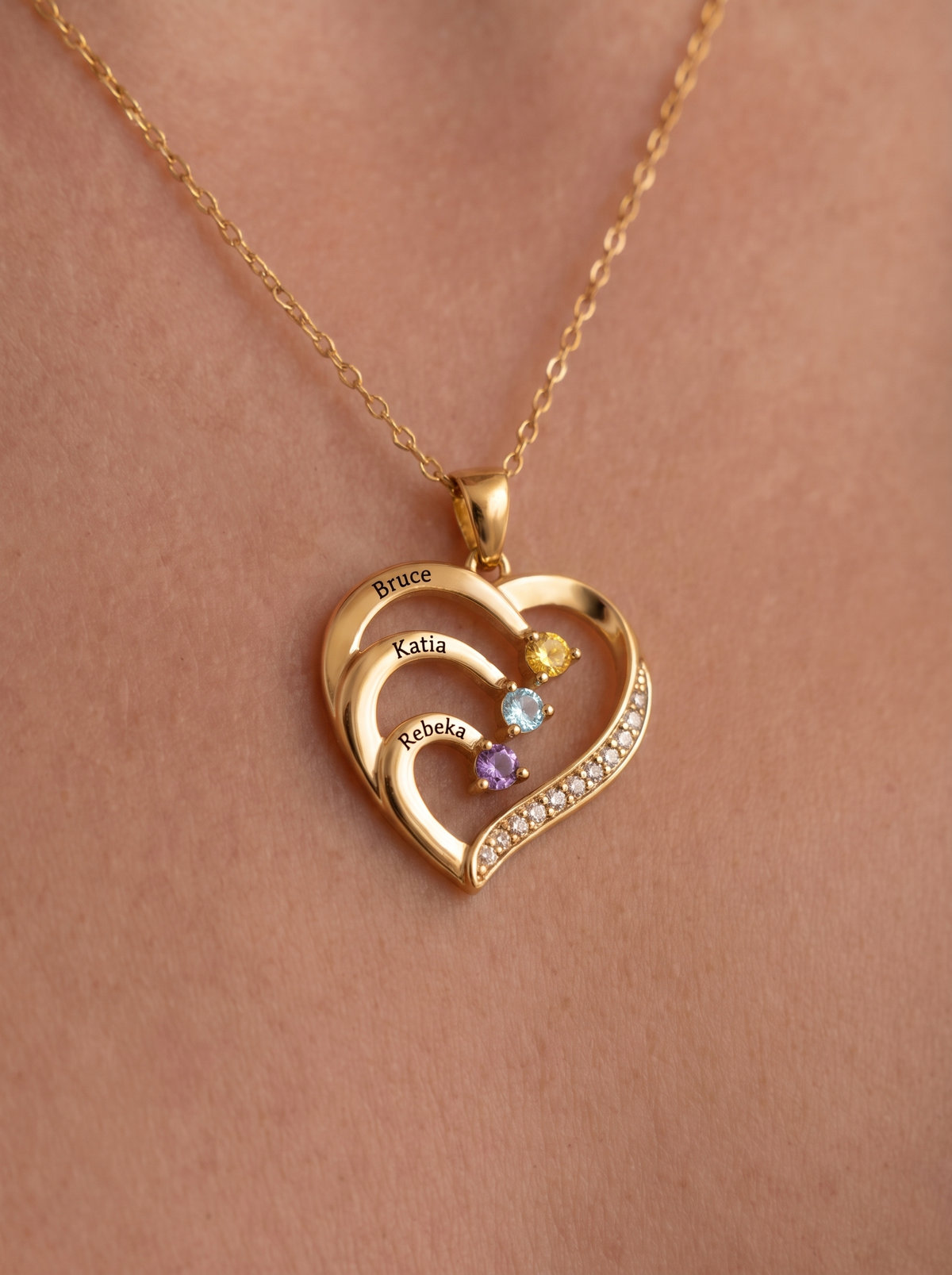 Genevieve Women's Custom Birthstone Heart Necklace