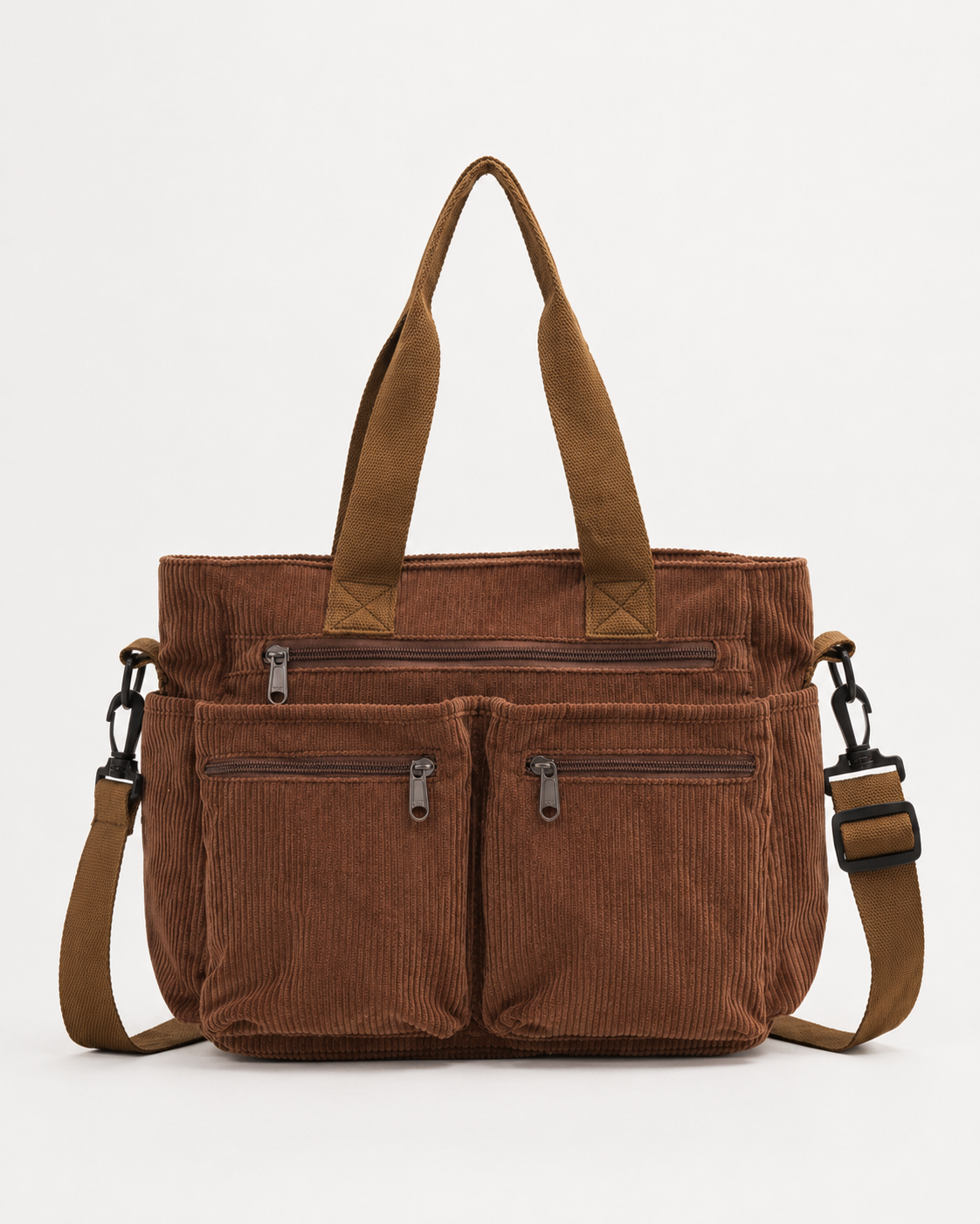 Griselda Corduroy Utility Tote Bag - Coffee