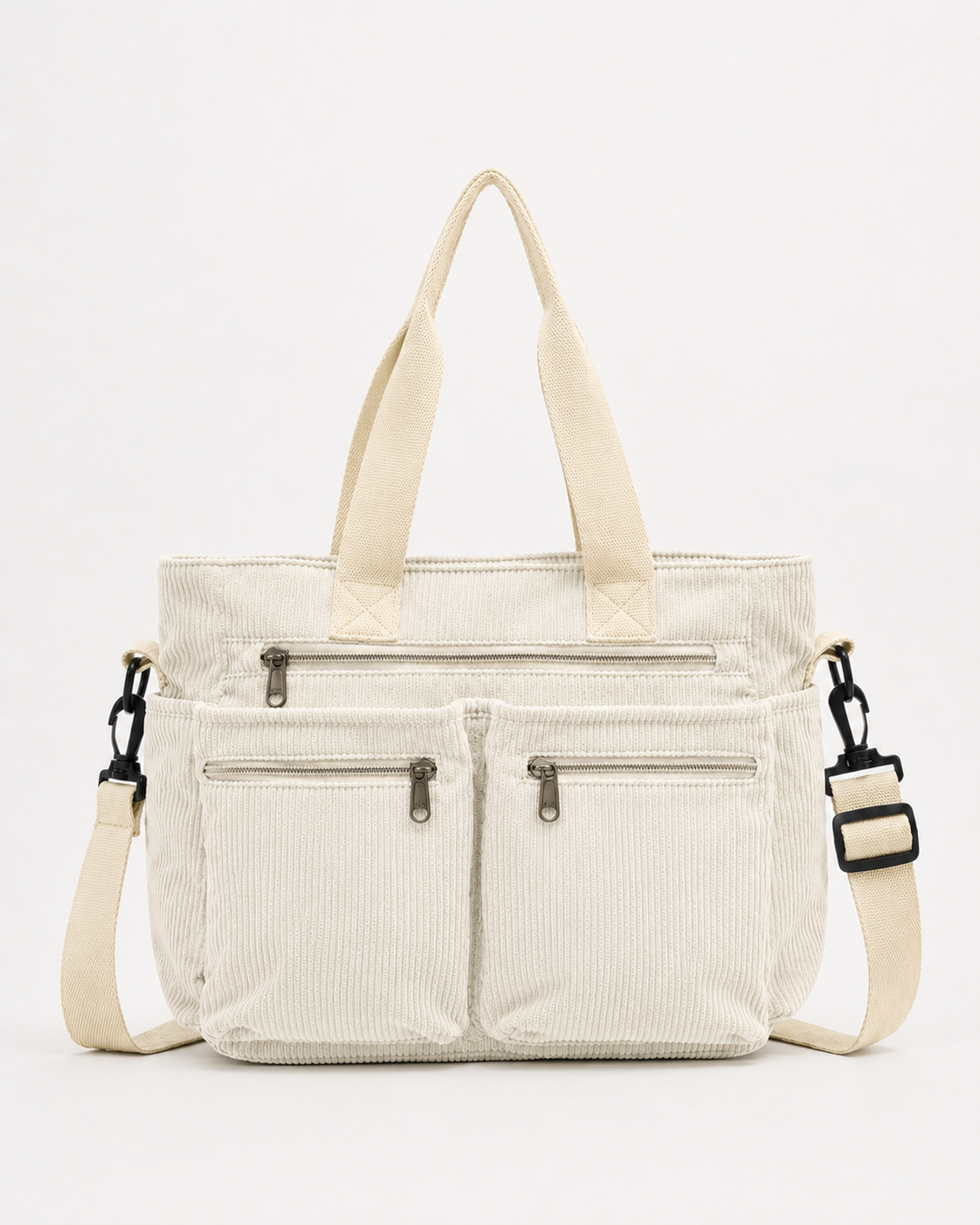 Griselda Corduroy Utility Tote Bag - Beige