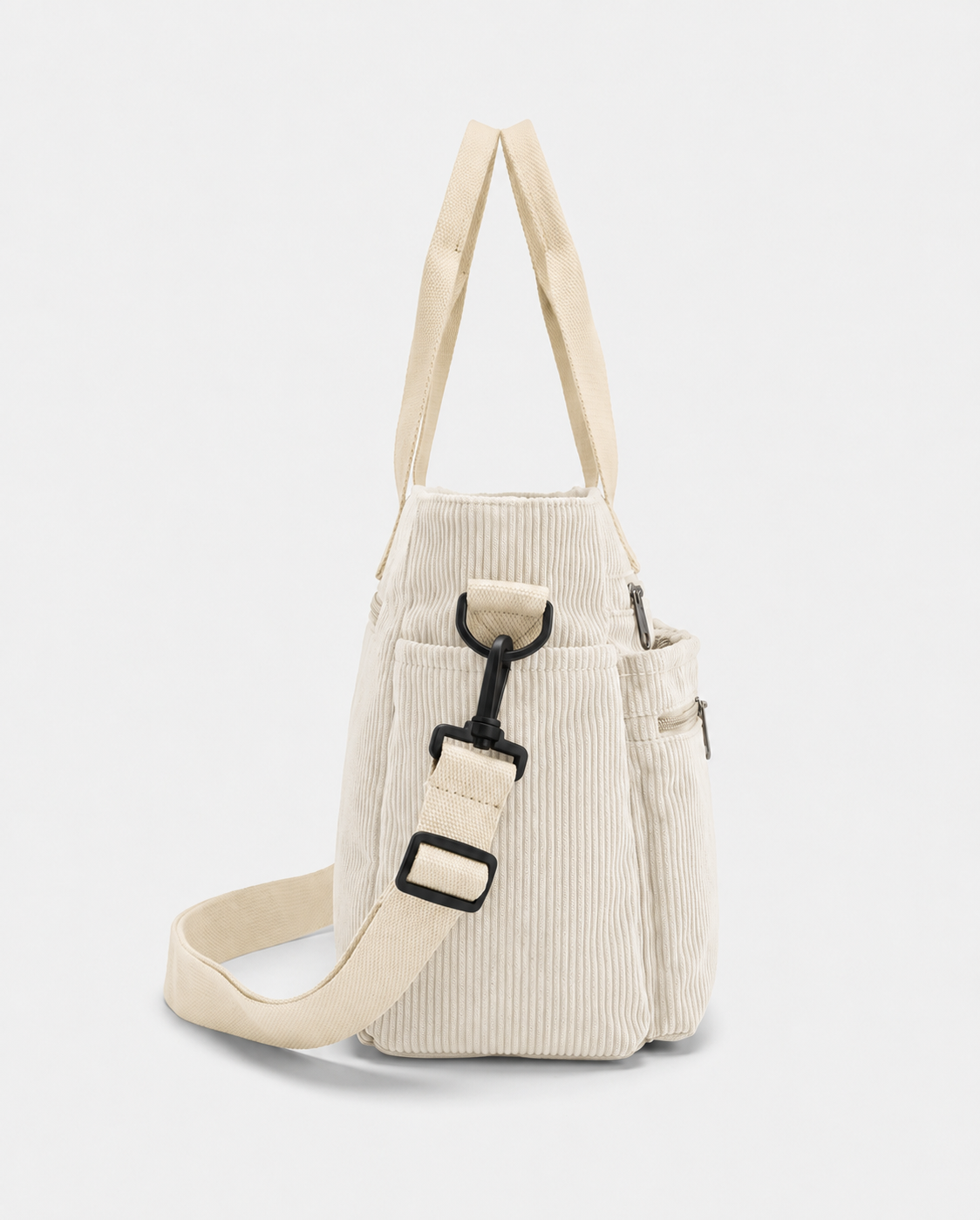 Griselda Corduroy Utility Tote Bag - Beige