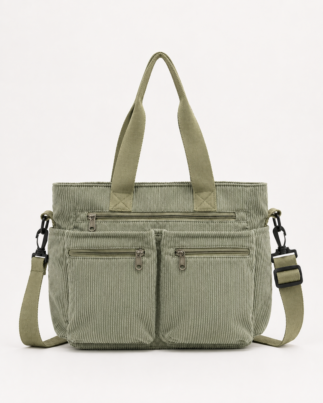Griselda Corduroy Utility Tote Bag - Army Green