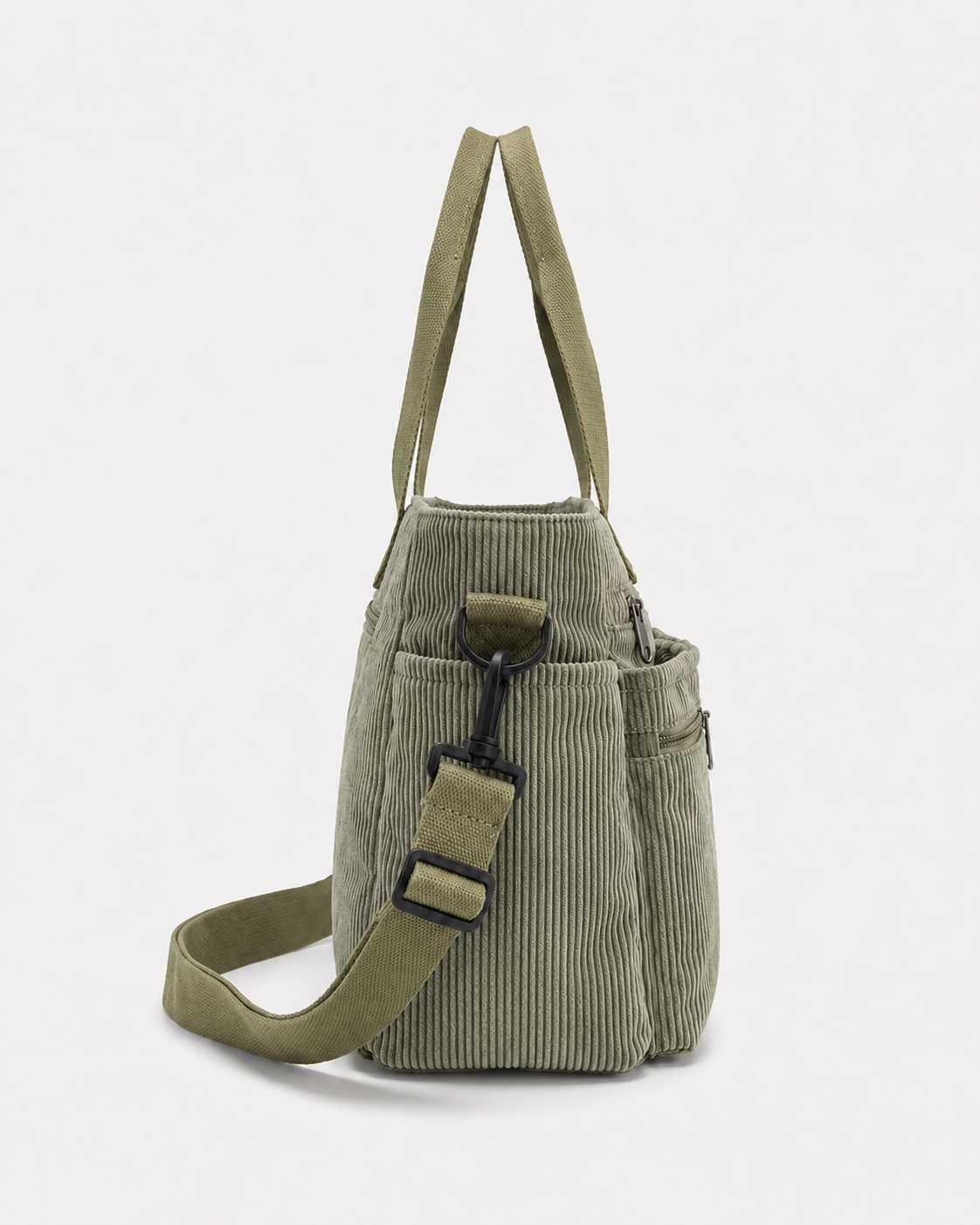 Griselda Corduroy Utility Tote Bag - Army Green