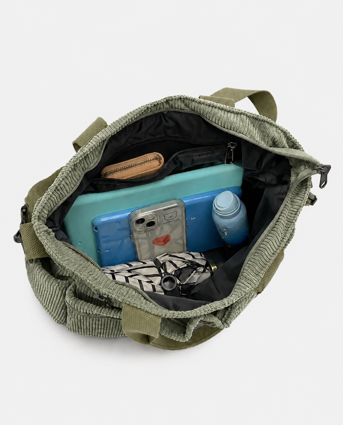 Griselda Corduroy Utility Tote Bag - Army Green