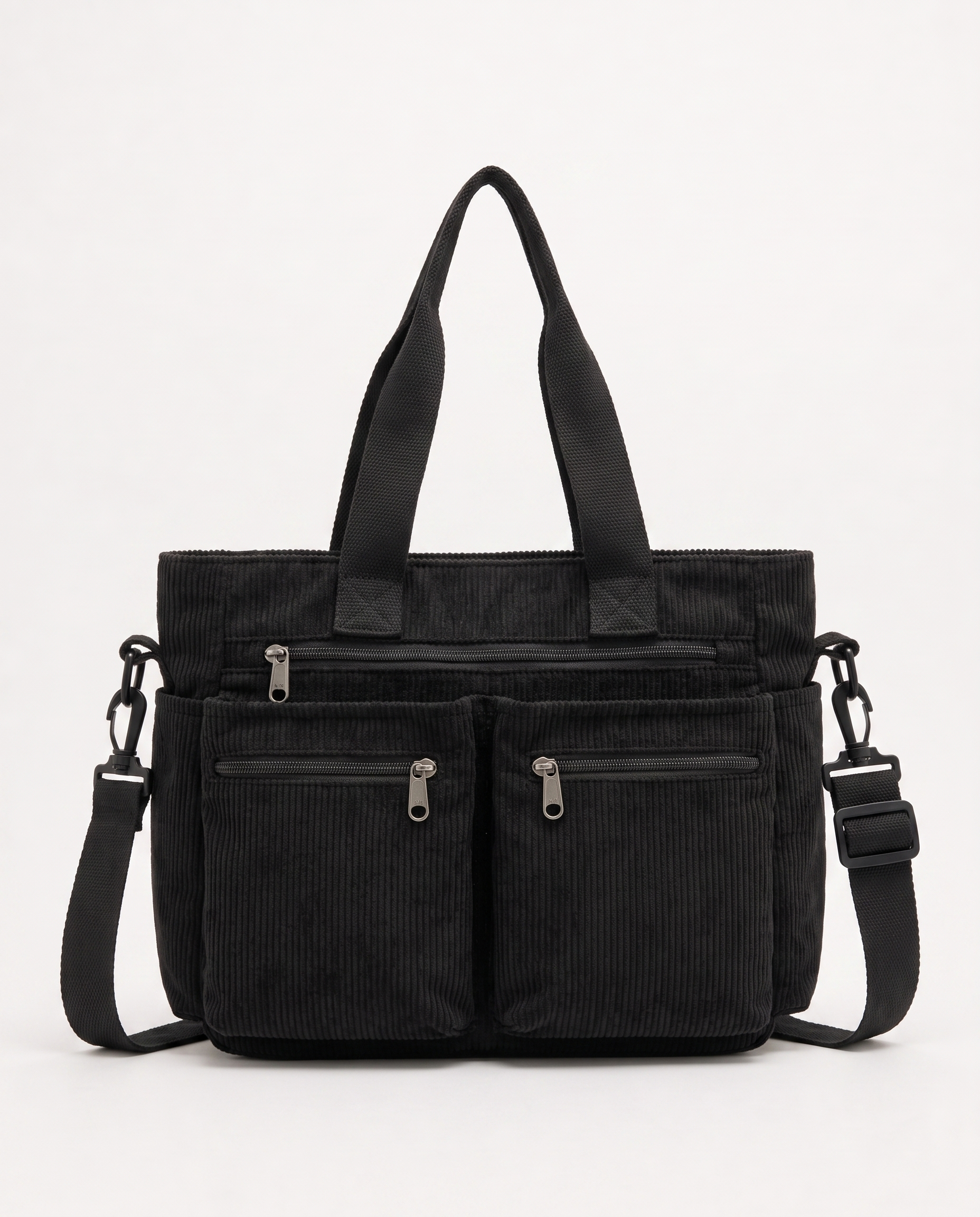 Griselda Corduroy Utility Tote Bag - Black