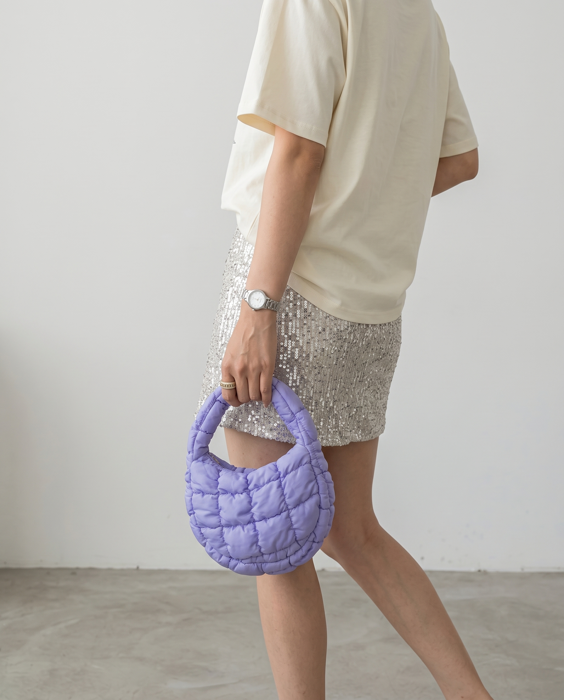 Augusta Quilted Shoulder Bag - Purple