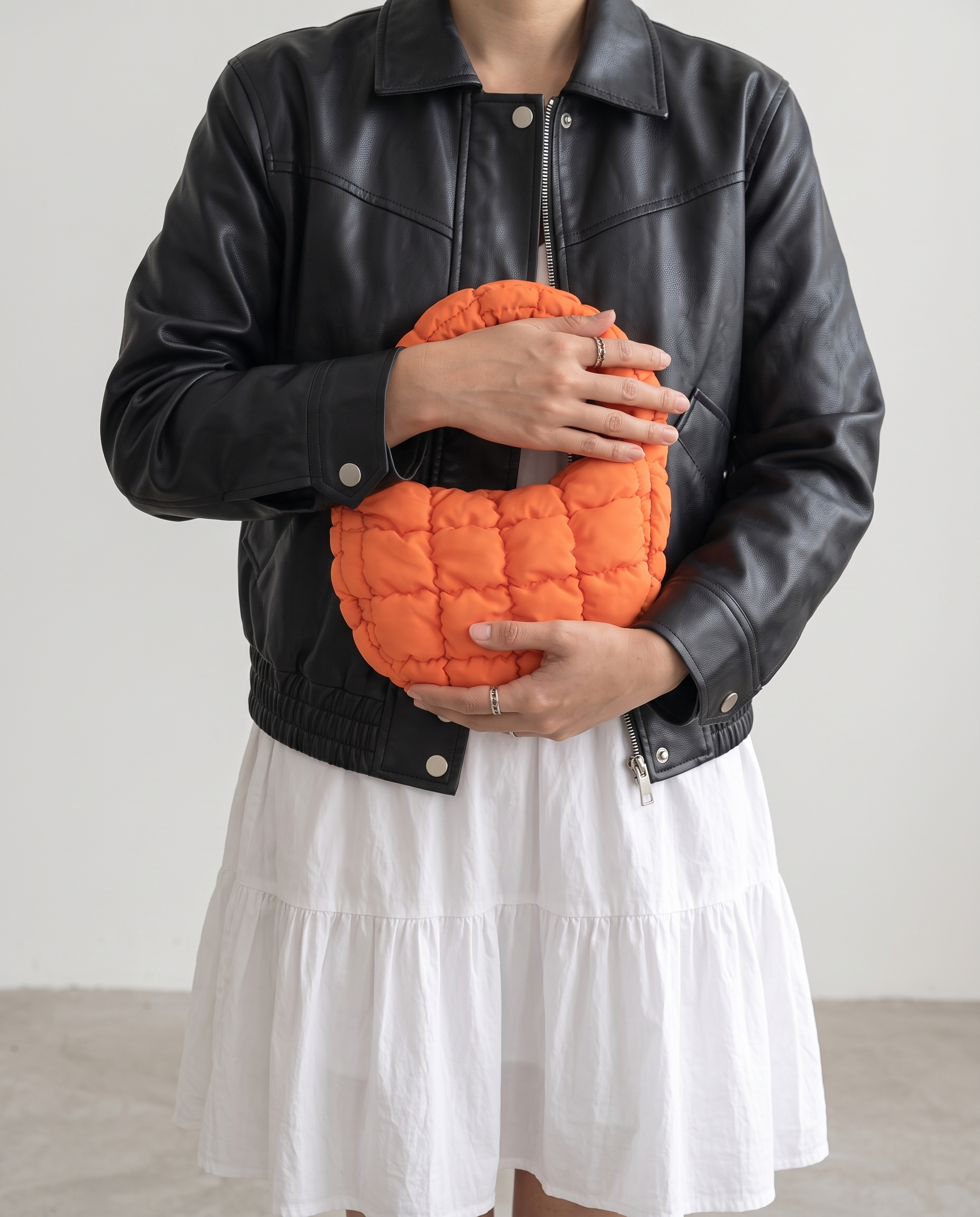 Augusta Quilted Shoulder Bag - Orange