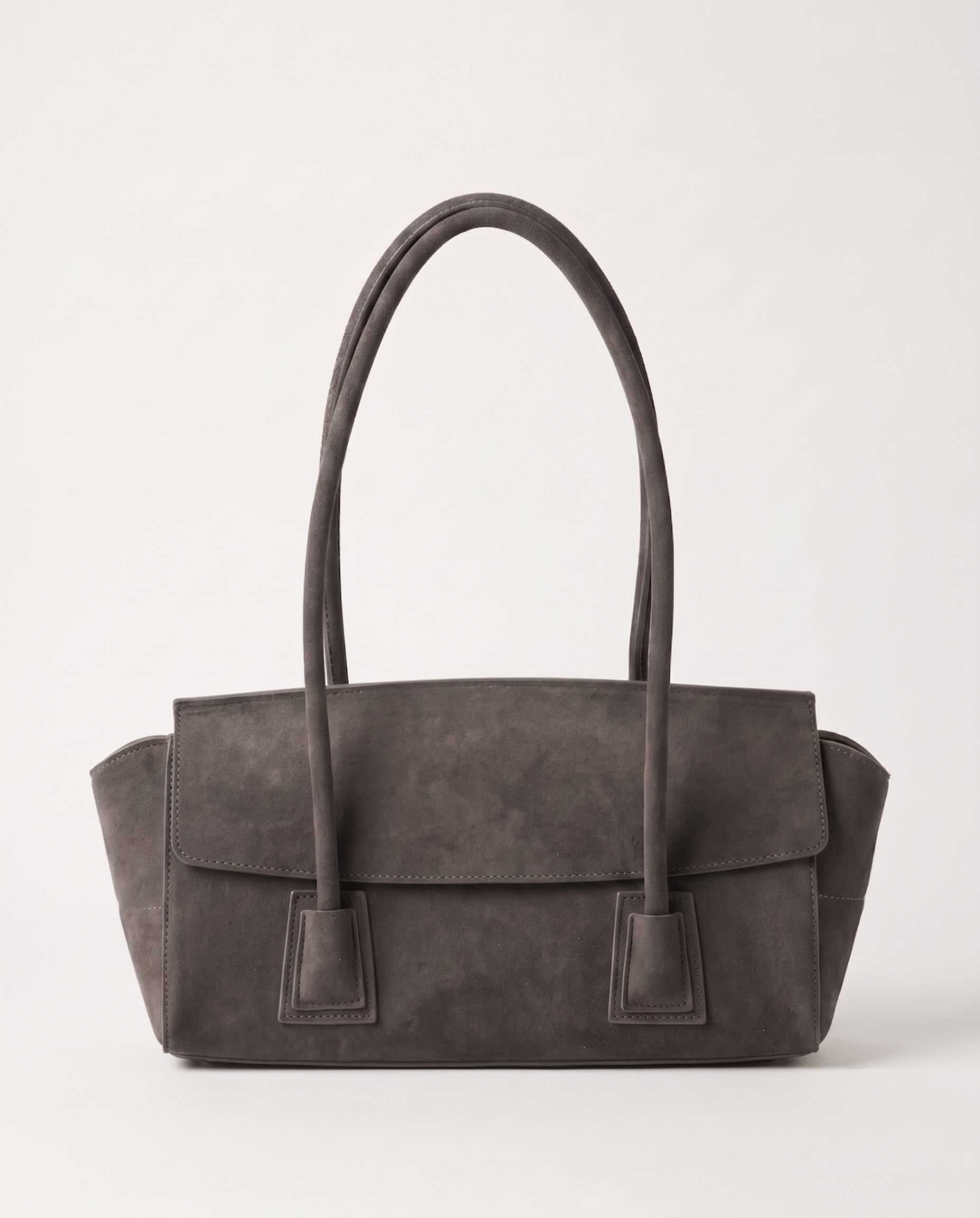 Tabitha Suede Shoulder Tote Bag - Grey