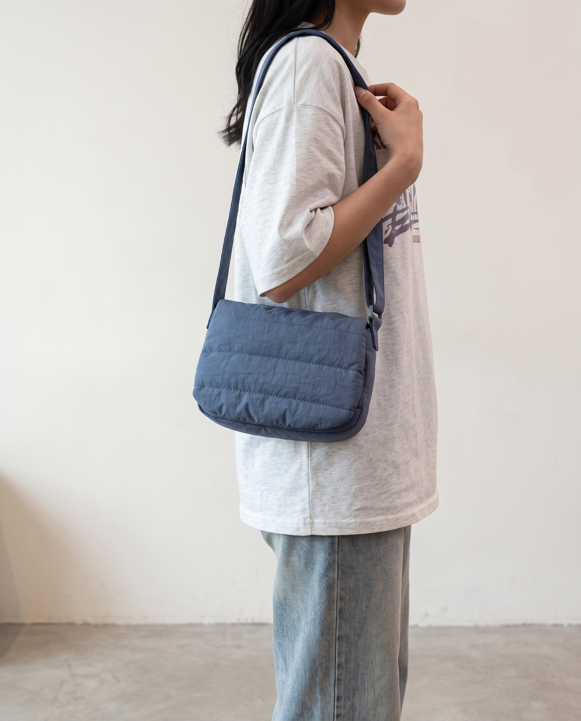 Primella Quilted Crossbody Shoulder Bag - Blue