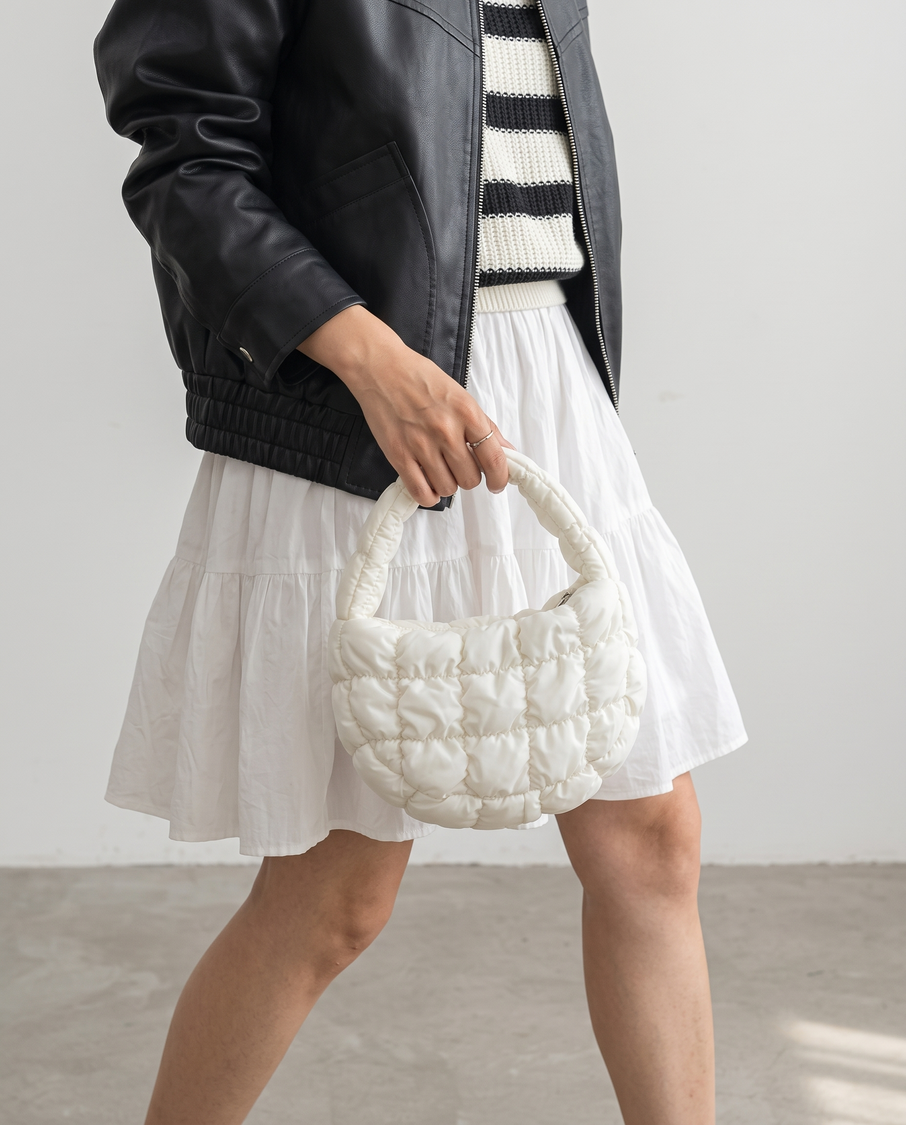 Augusta Quilted Shoulder Bag - White