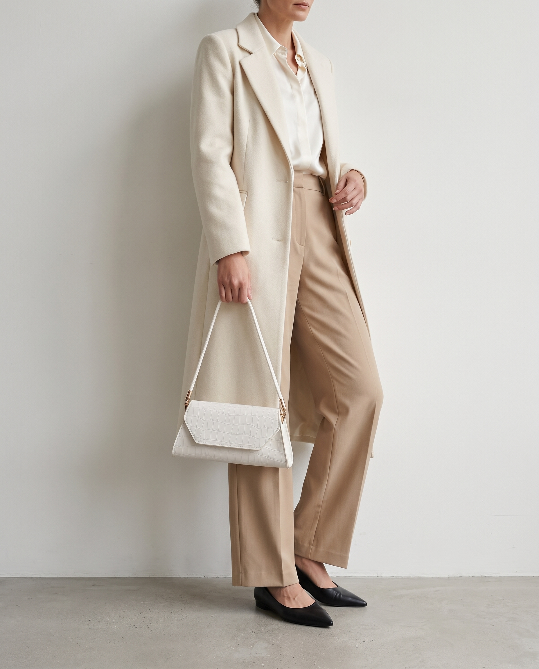 Philippa Croc Embossed Shoulder Bag - White