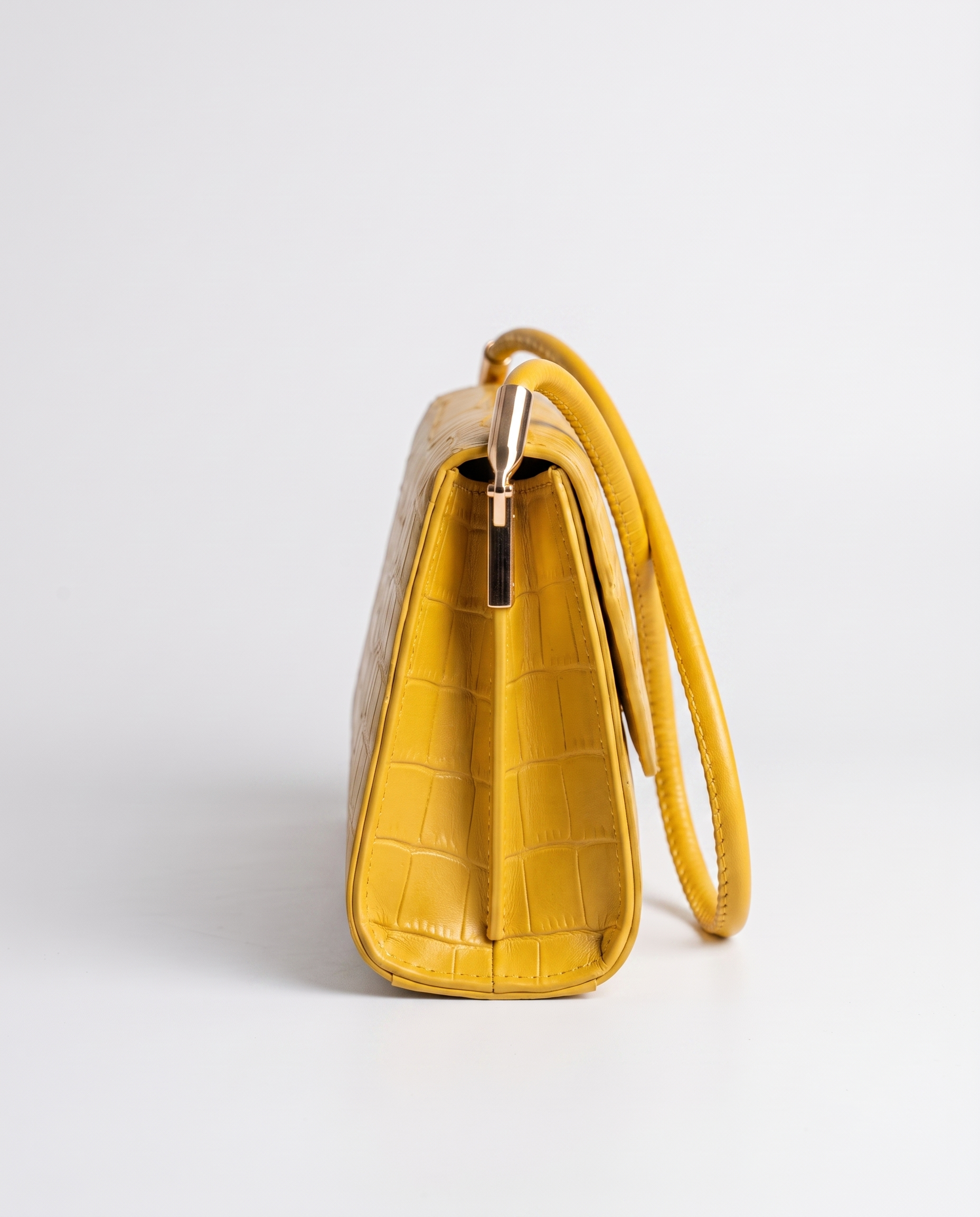Philippa Croc Embossed Shoulder Bag - Yellow