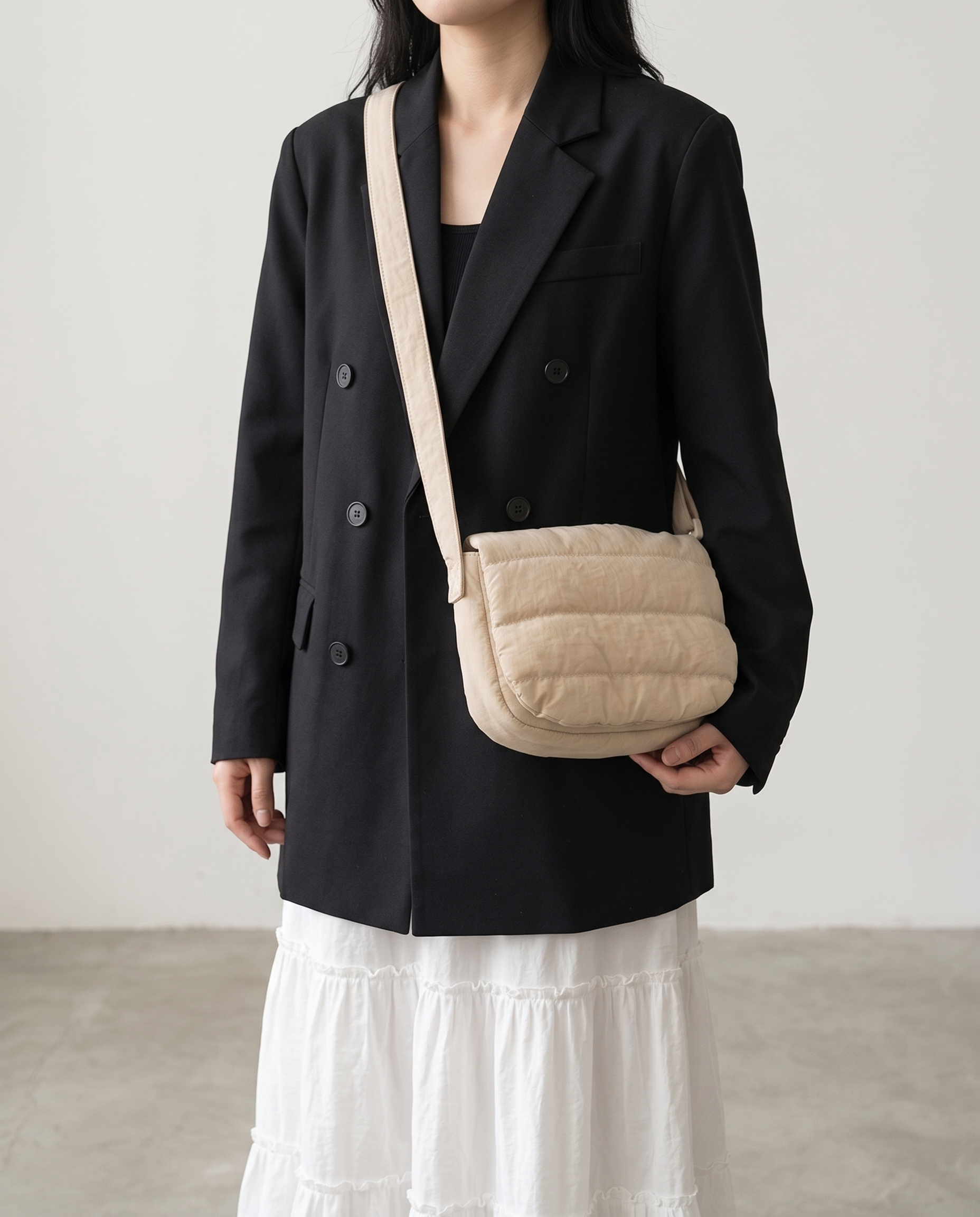 Primella Quilted Crossbody Shoulder Bag - Khaki