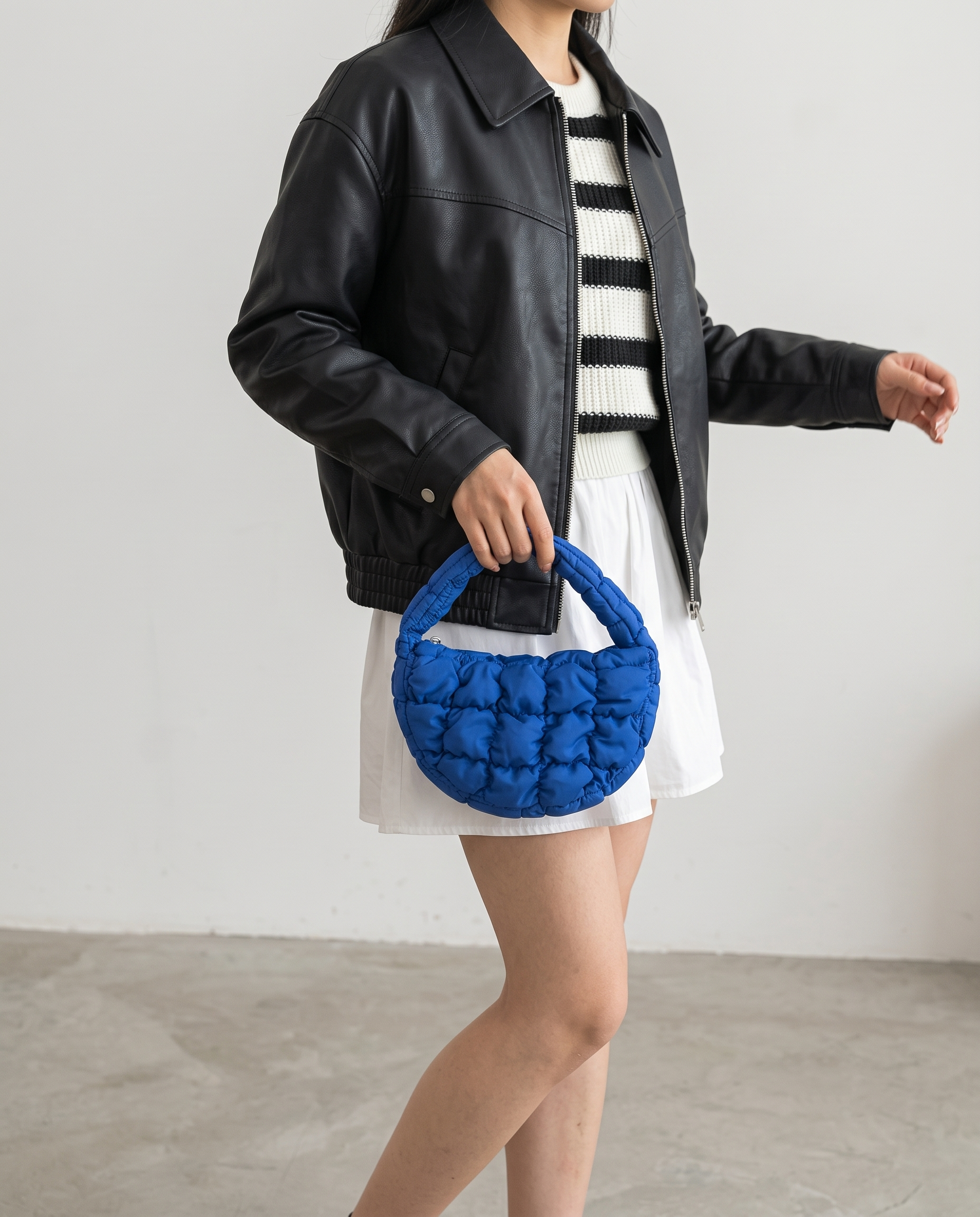Augusta Quilted Shoulder Bag - Dark Blue