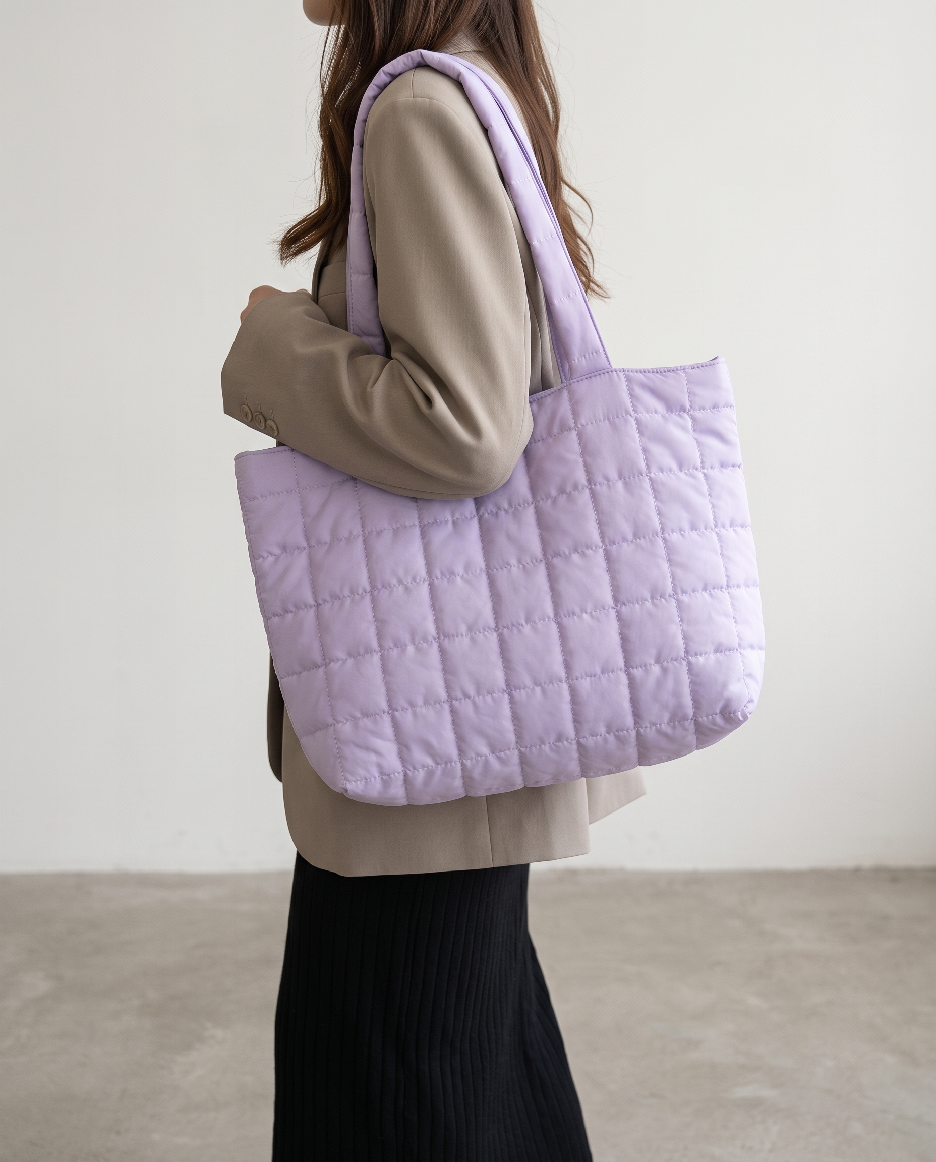 Briony Large Quilted Tote Bag - Purple