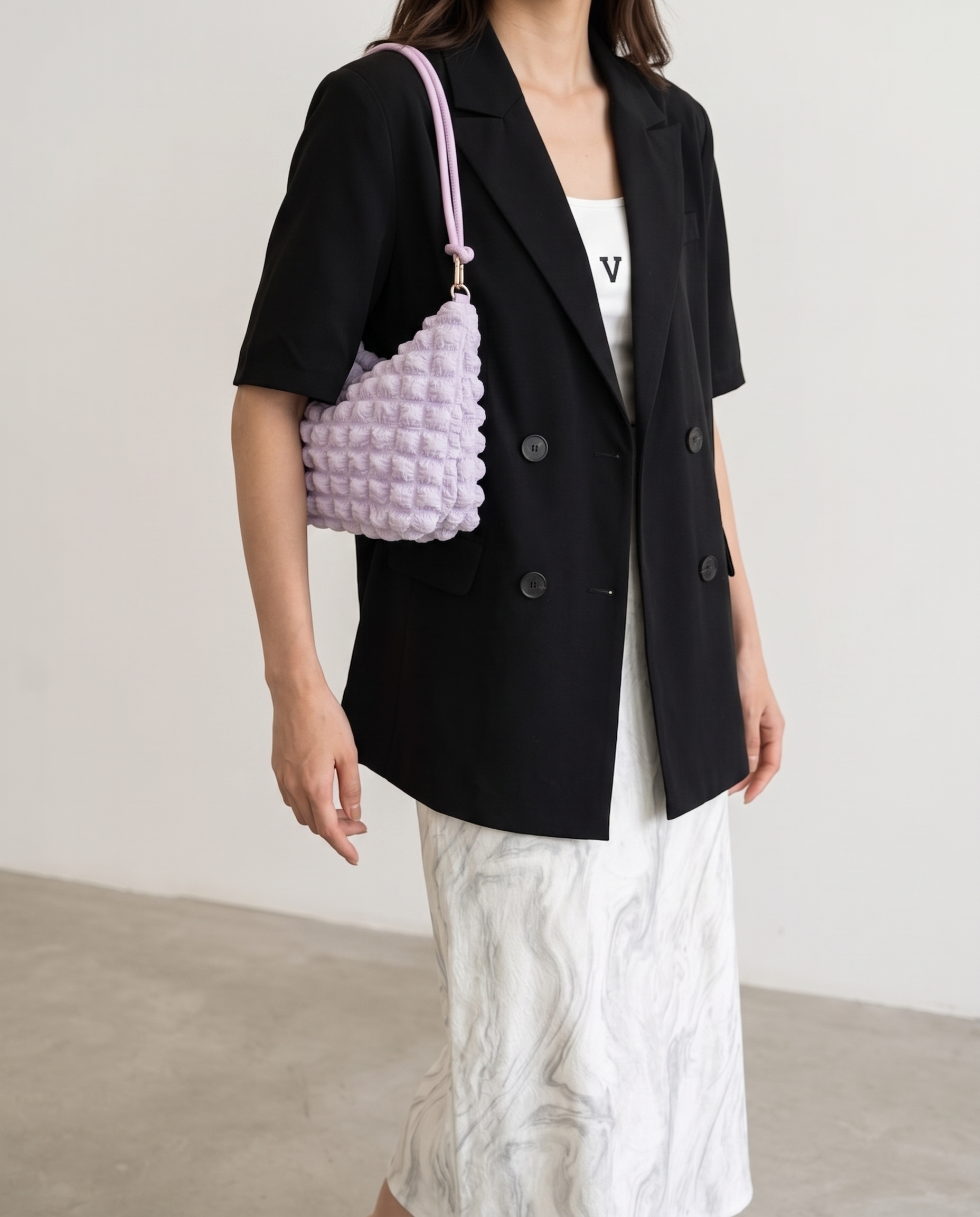 Marguerite Quilted Shoulder Bag - Purple