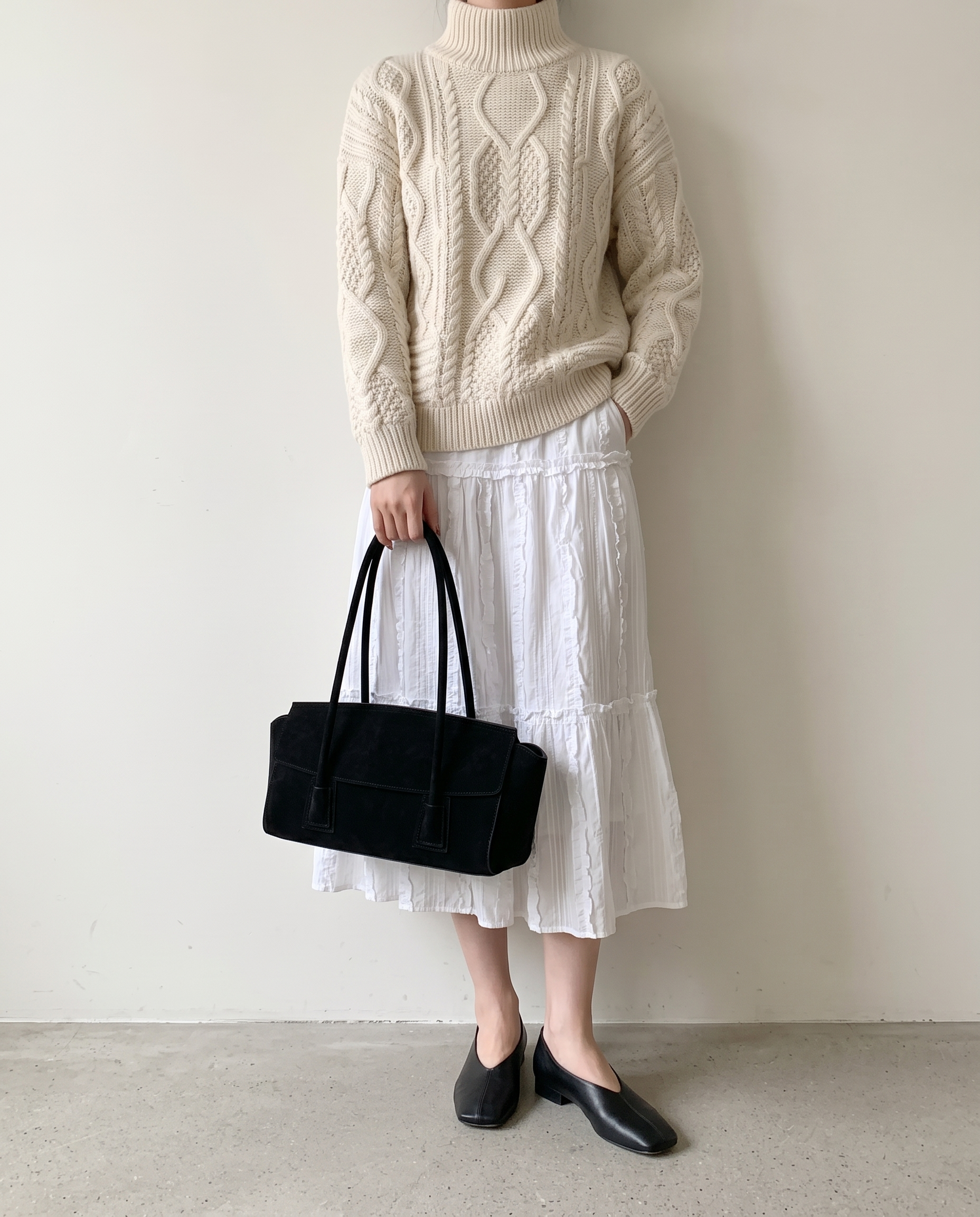 Tabitha Suede Shoulder Tote Bag - Black
