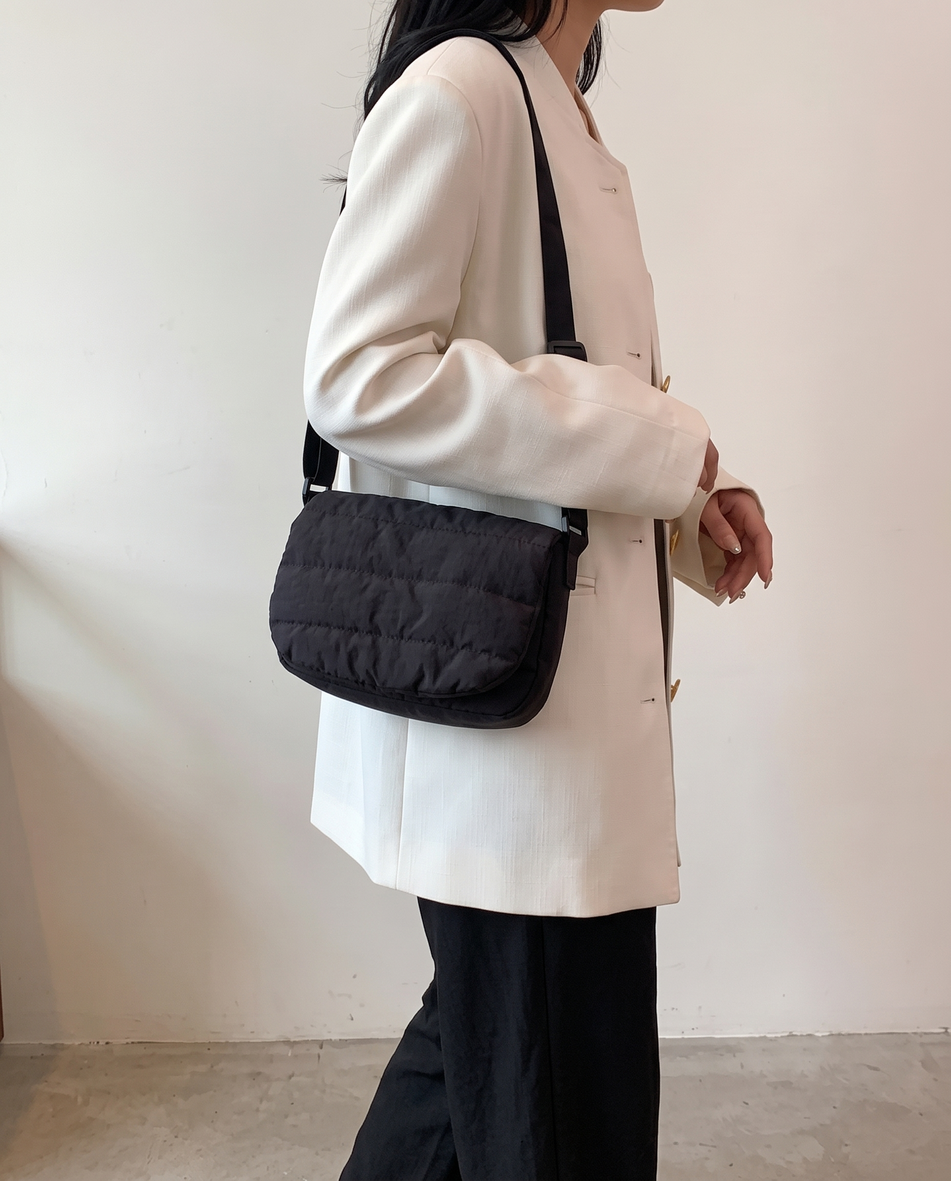 Primella Quilted Crossbody Shoulder Bag - Black