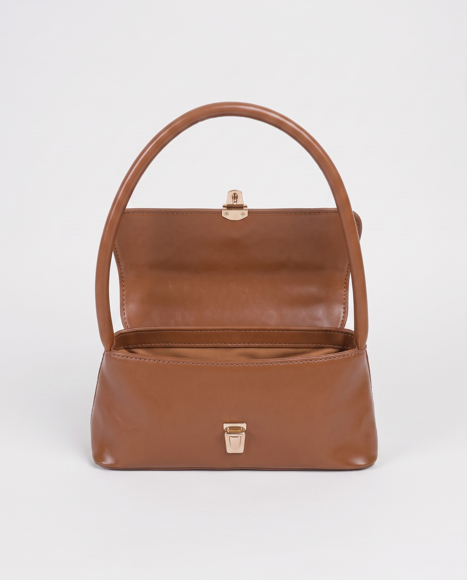 Beatrix Structured Women's Shoulder Handbag, Vegan Leather Turn-Lock Bag