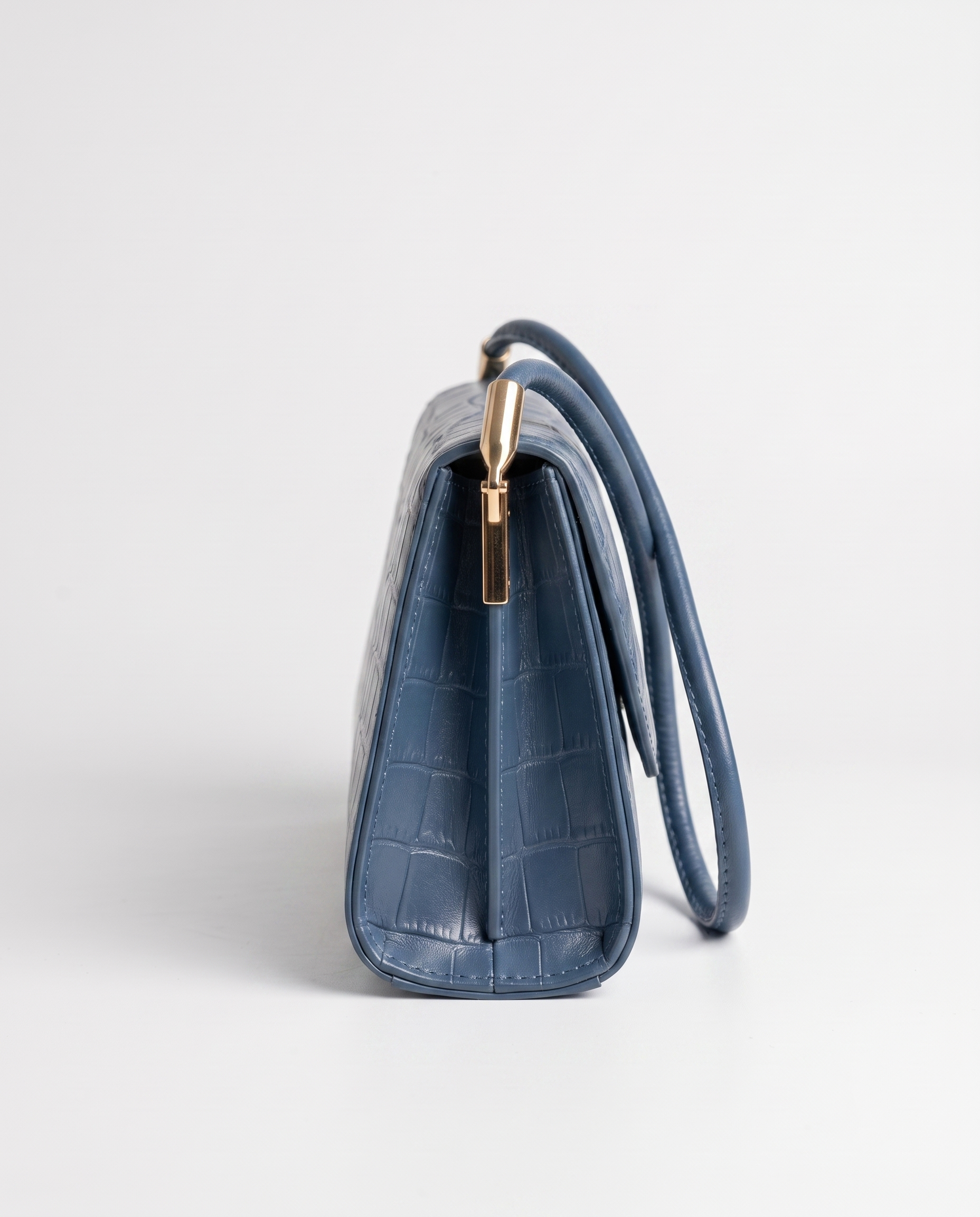 Philippa Croc Embossed Shoulder Bag - Blue