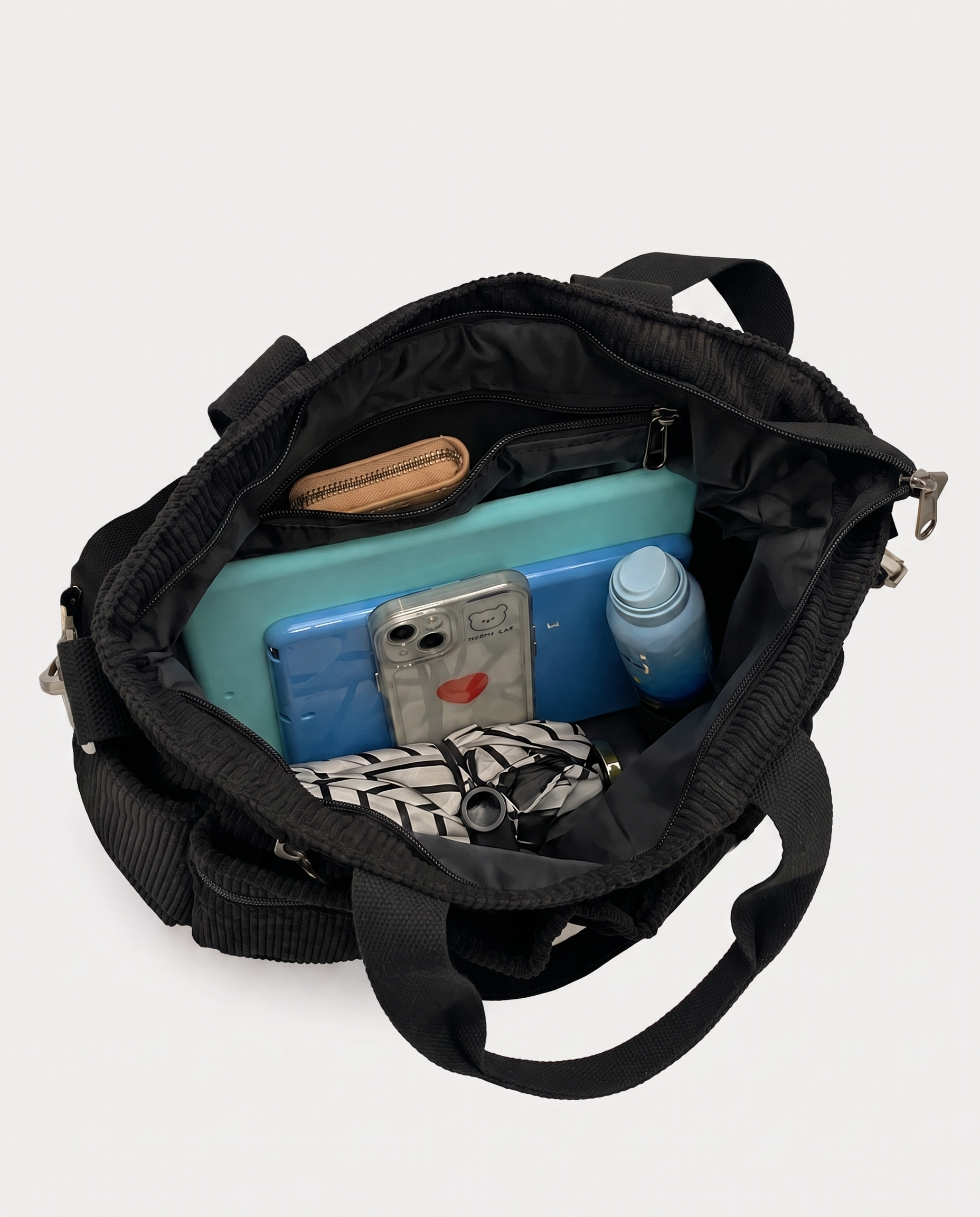 Griselda Corduroy Utility Tote Bag - Black