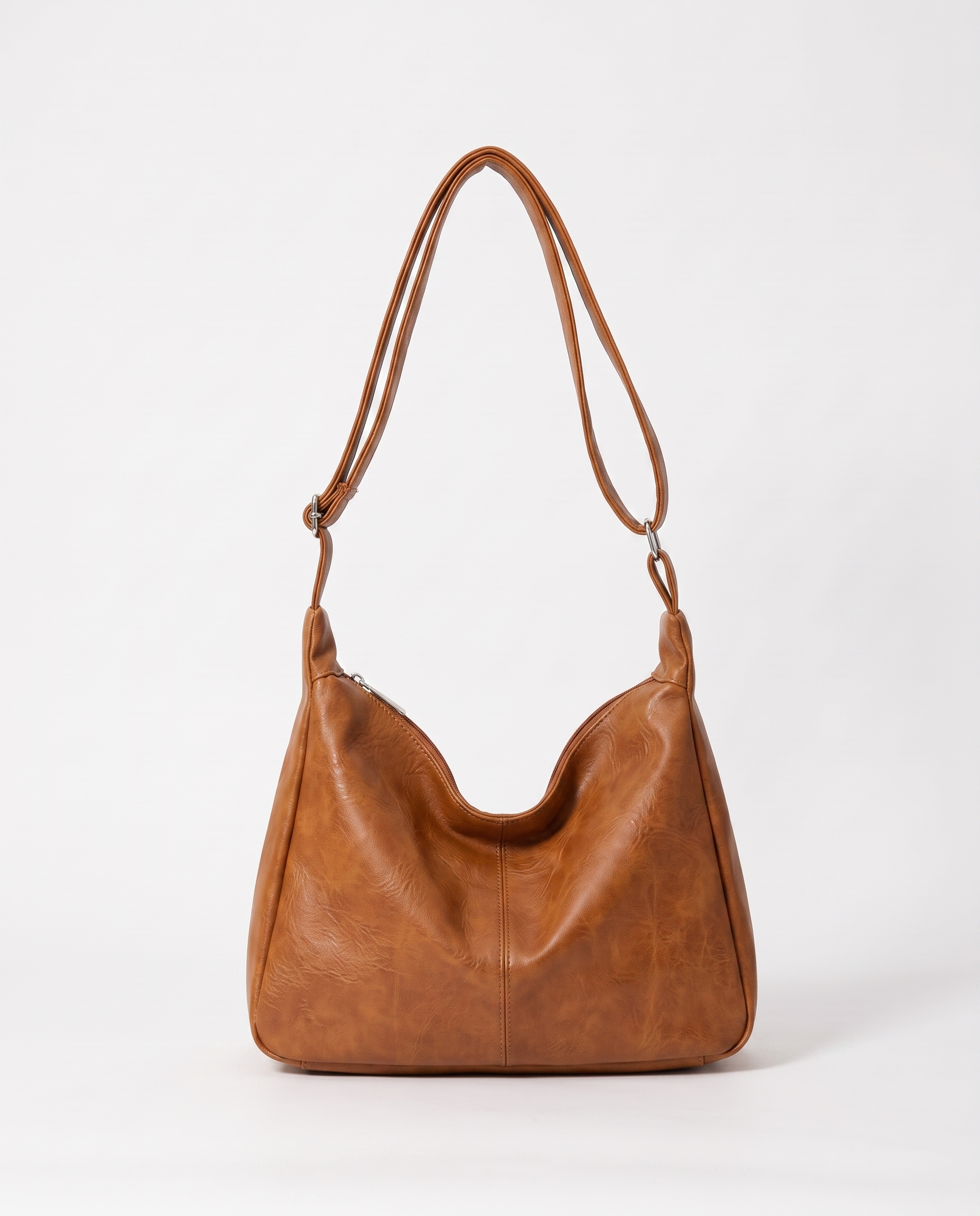 Marcella Adjustable Faux Leather Shoulder Bag - Light Brown