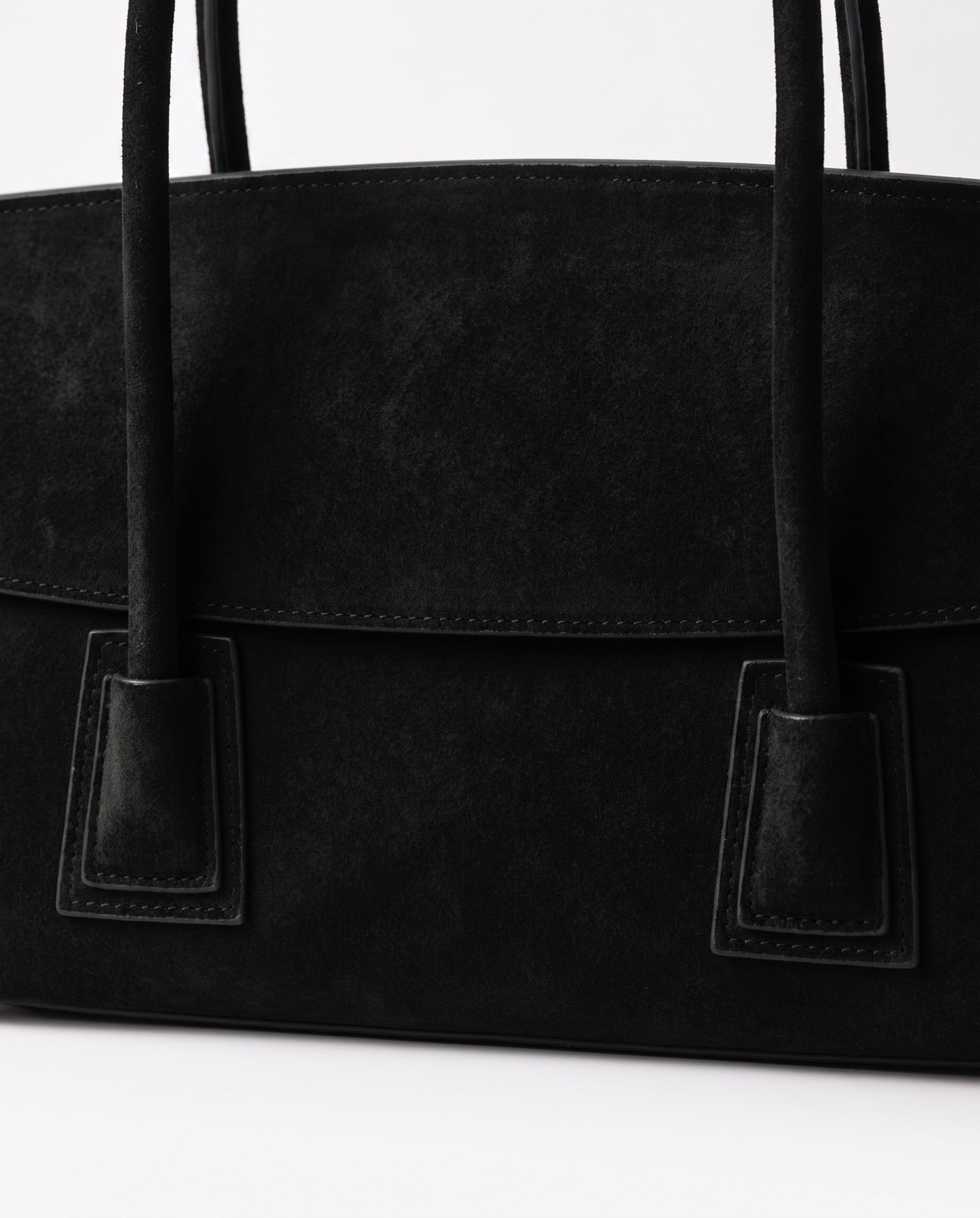 Tabitha Suede Shoulder Tote Bag - Black